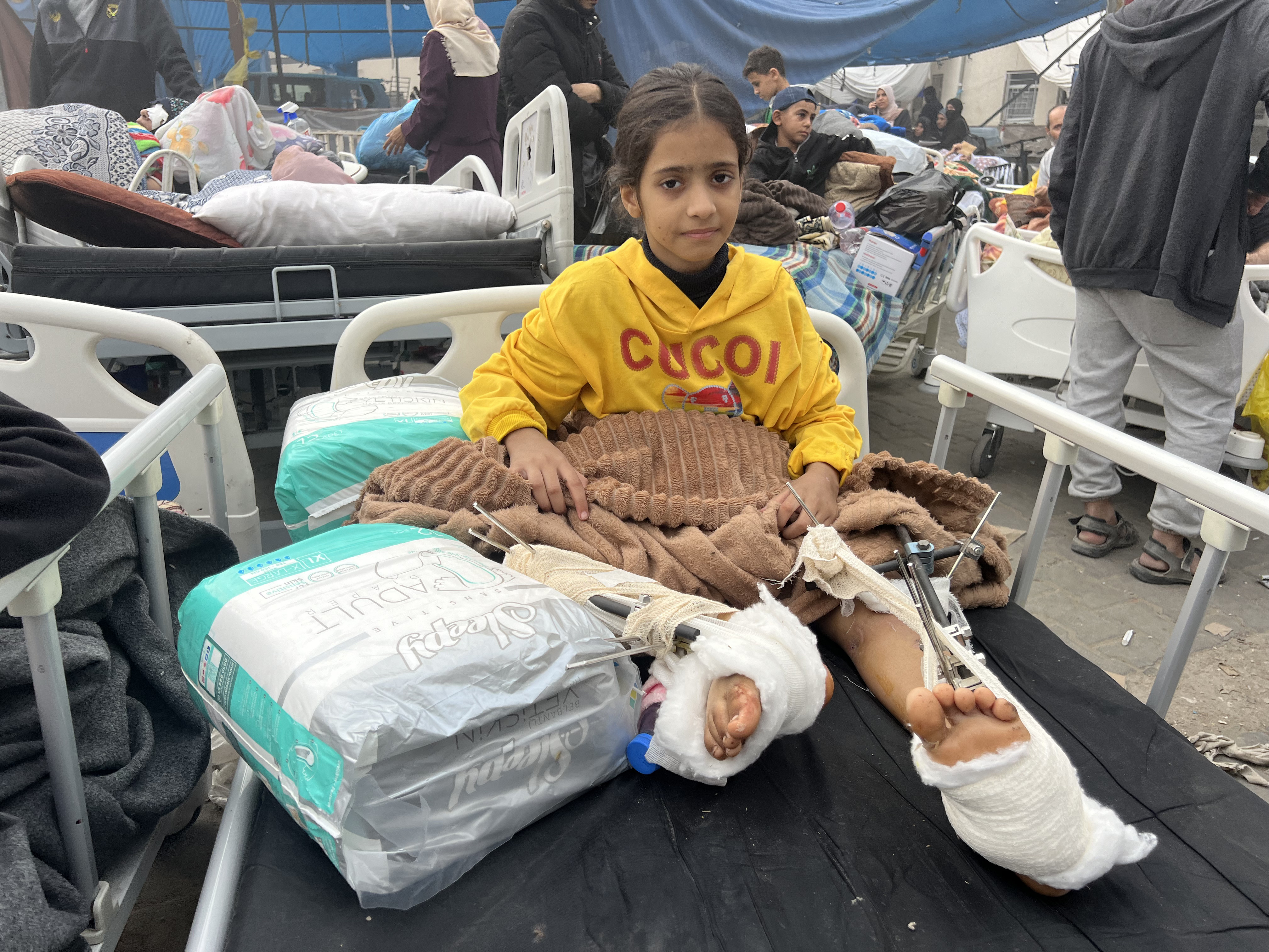 Some Palestinians injured are seen at the Al-Shifa Hospital which houses thousands of injured and displaced people after the 4-day humanitarian pause begins for prisoner exchange between the Israeli army and Palestinian group Hamas in Gaza City, Gaza on November 25