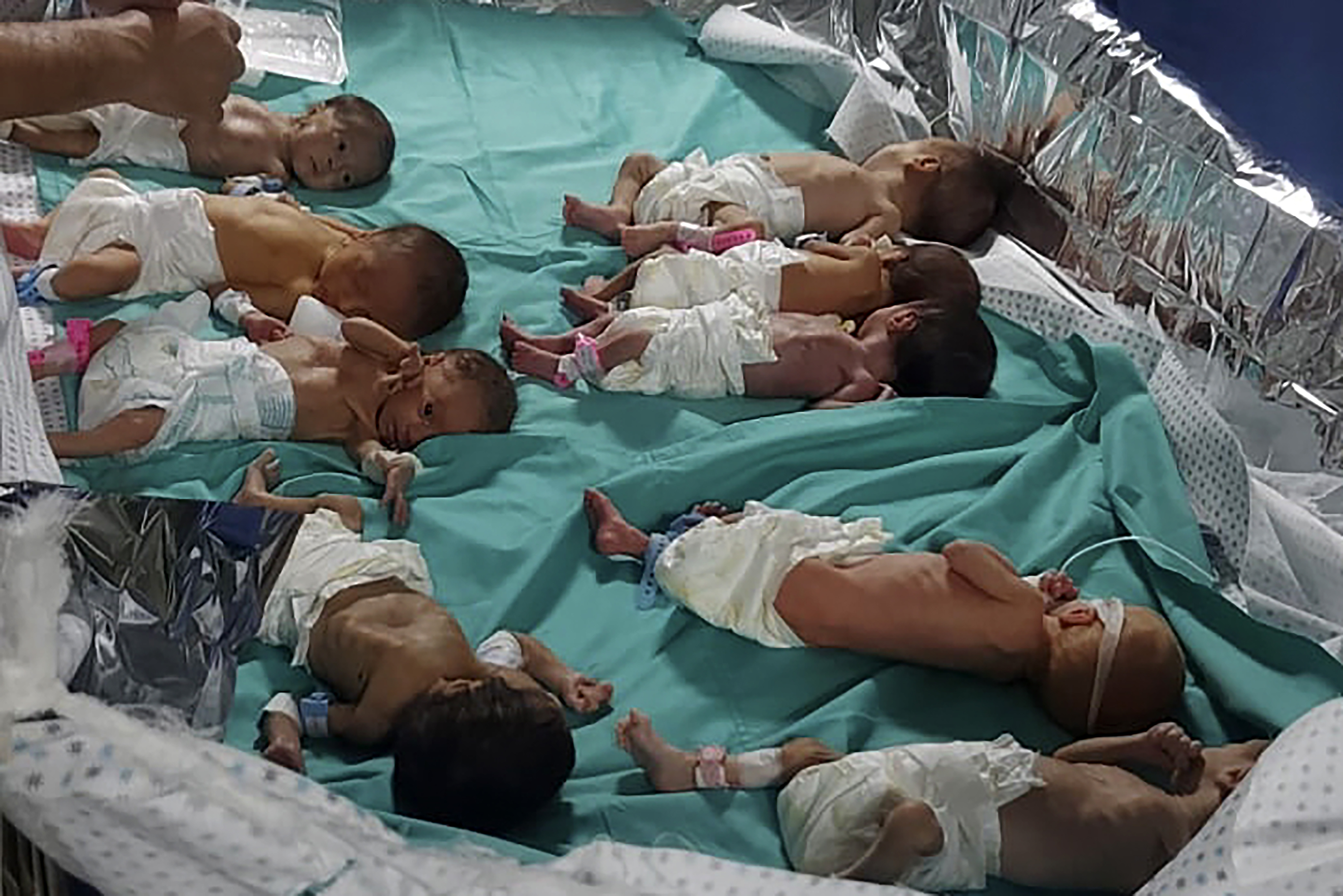 This photo released by Dr. Marawan Abu Saada shows prematurely born Palestinian babies in Shifa Hospital in Gaza City on Sunday, Nov. 12, 2023. Gaza's Shifa Hospital has become the focus of a days-long stalemate in Israel's war against Hamas. Israel claims Hamas uses the facility for military purposes and has built a vast underground command center below the hospital. Since Israel declared war against Hamas, its forces have moved in on Shifa. But hundreds of doctors and patients remain inside. (Dr. Marawan Abu Saada via AP)