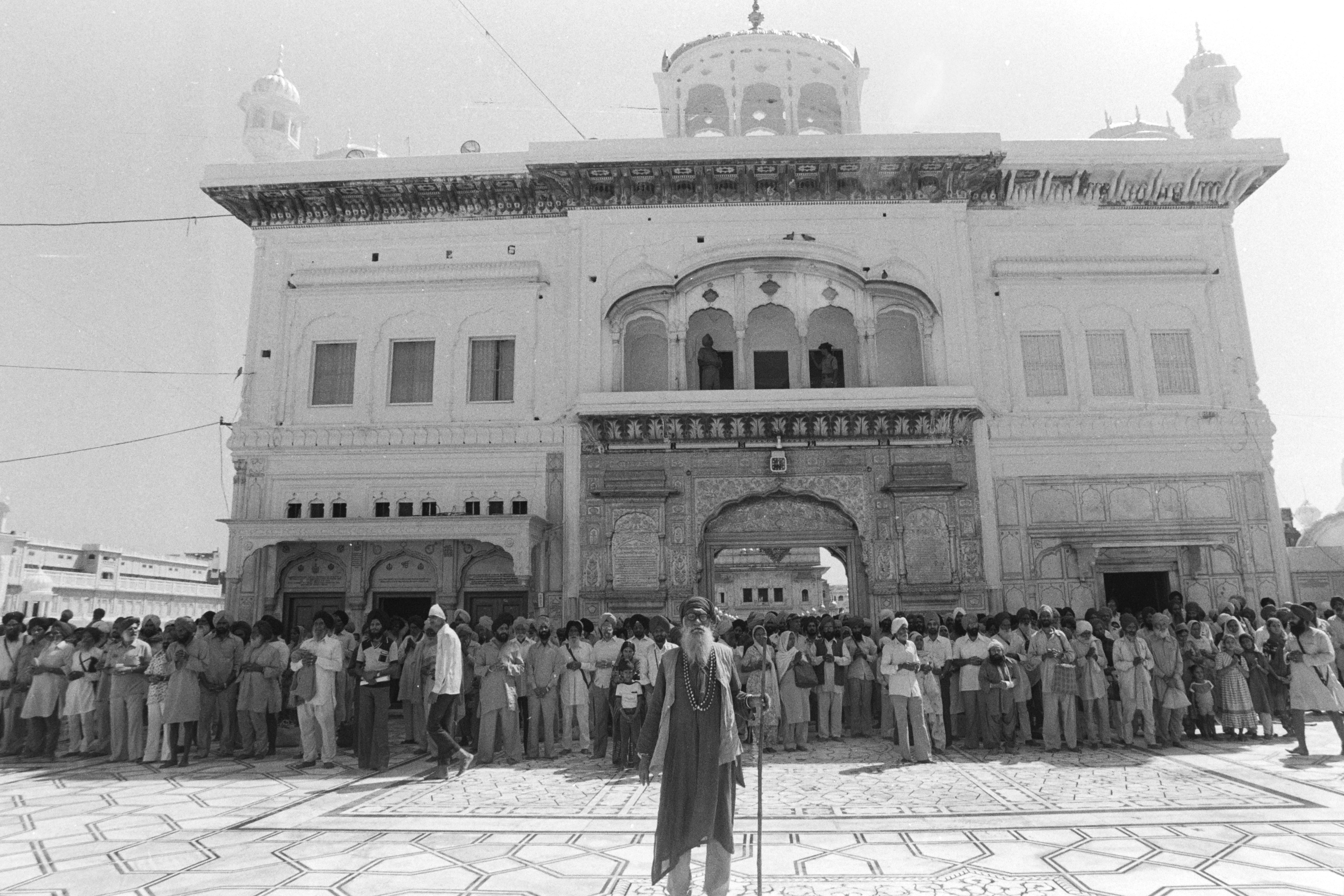 Sikhs gather at the Golden Temple complex in Amritsar, Punjab, India, on August 11, 1984