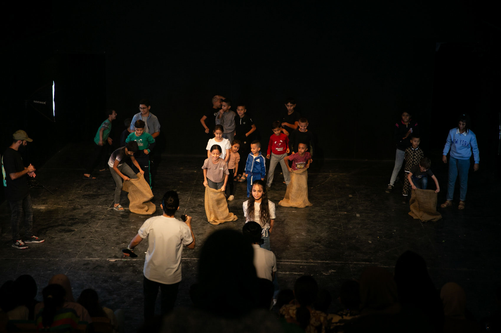 Ranin Odeh leads children’s activities at the Freedom Theatre in Jenin