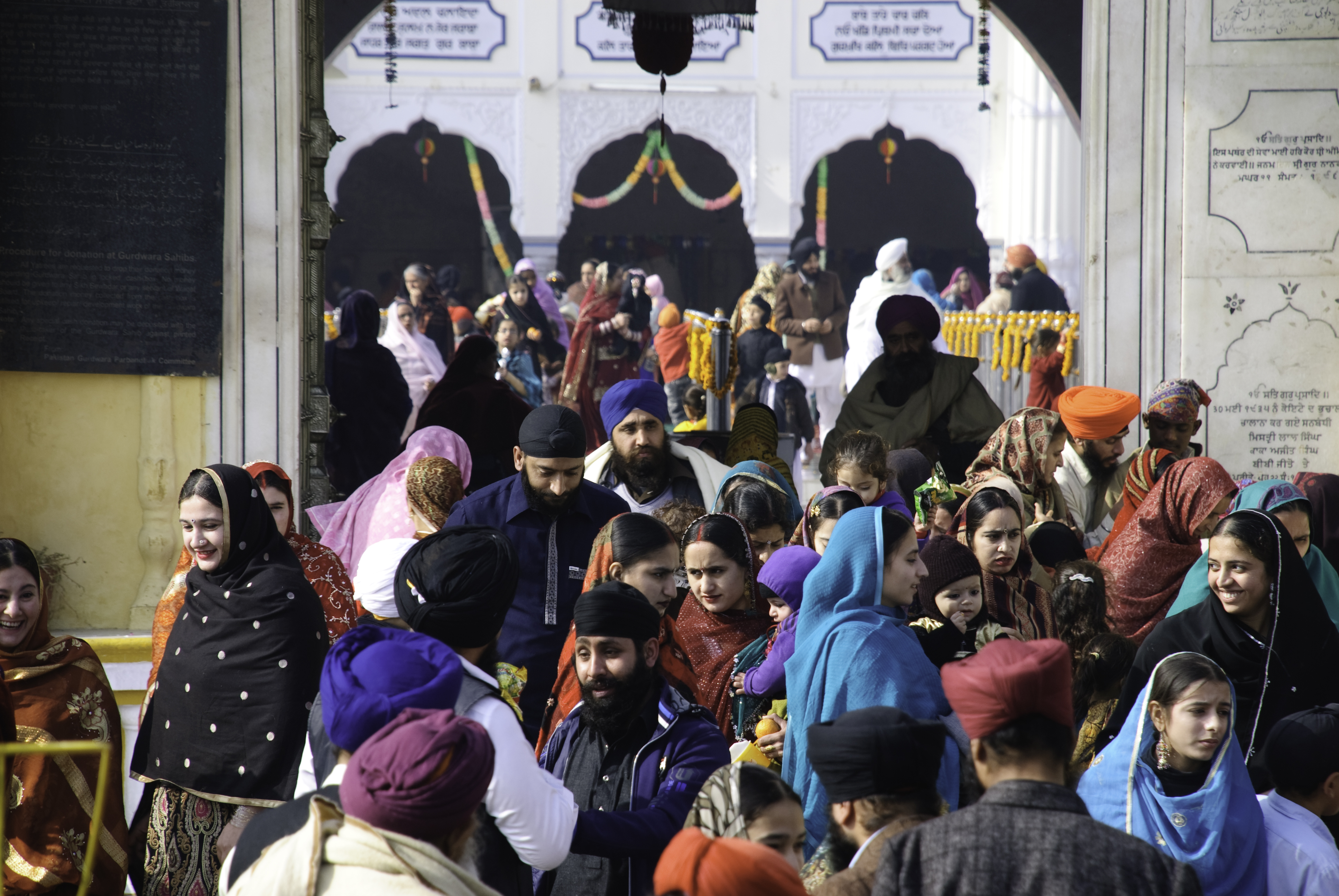 Pilgrims at Gurdwara Janam Asthan in Nankana Sahib, Pakistan