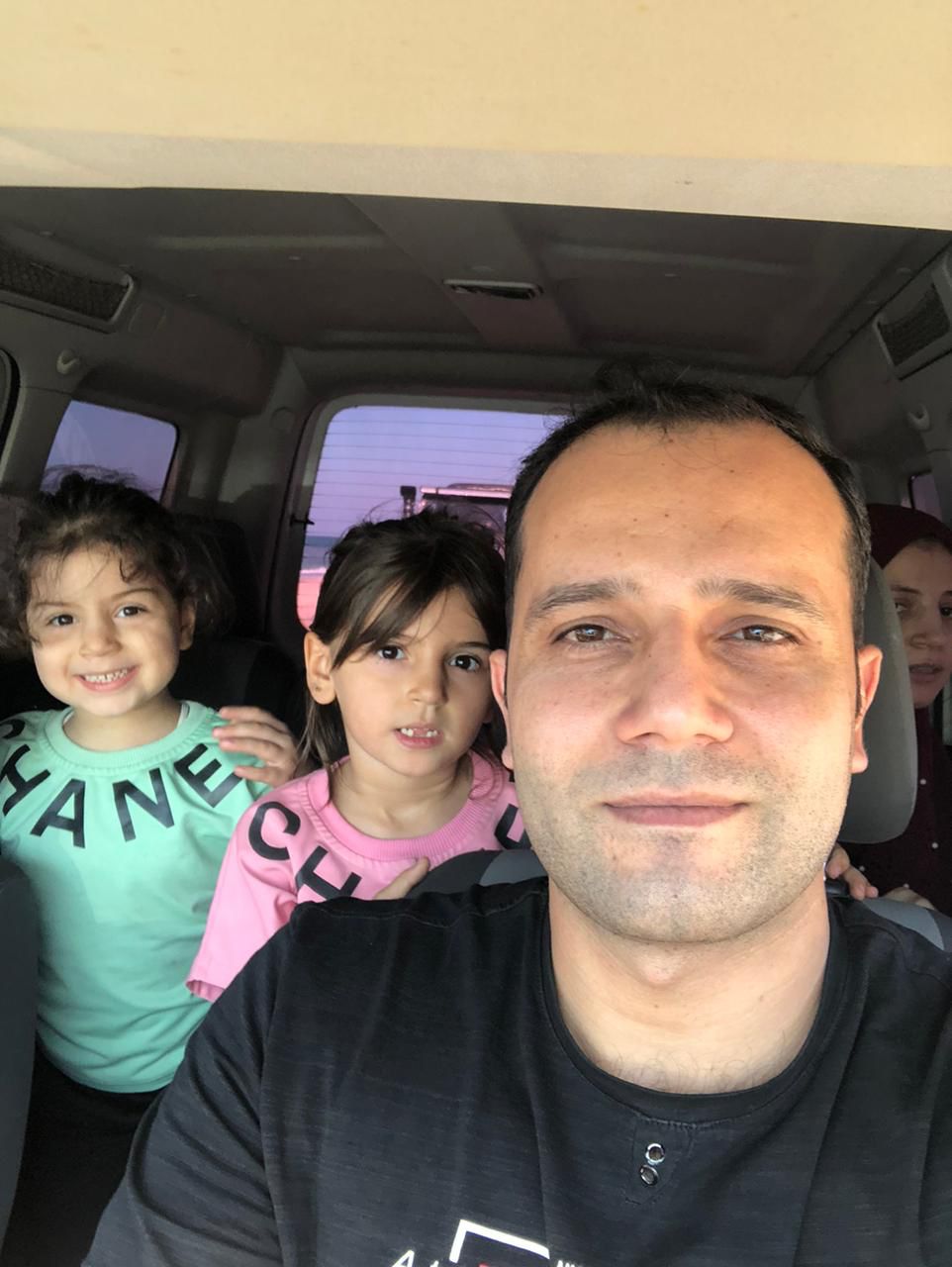 The family as they evacuated their home in Gaza