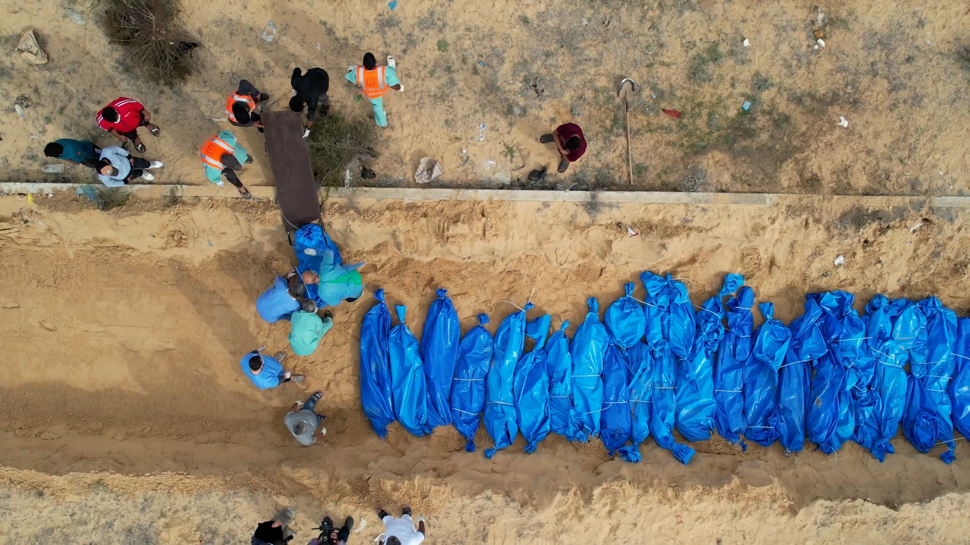 Image of mass grave taken from above