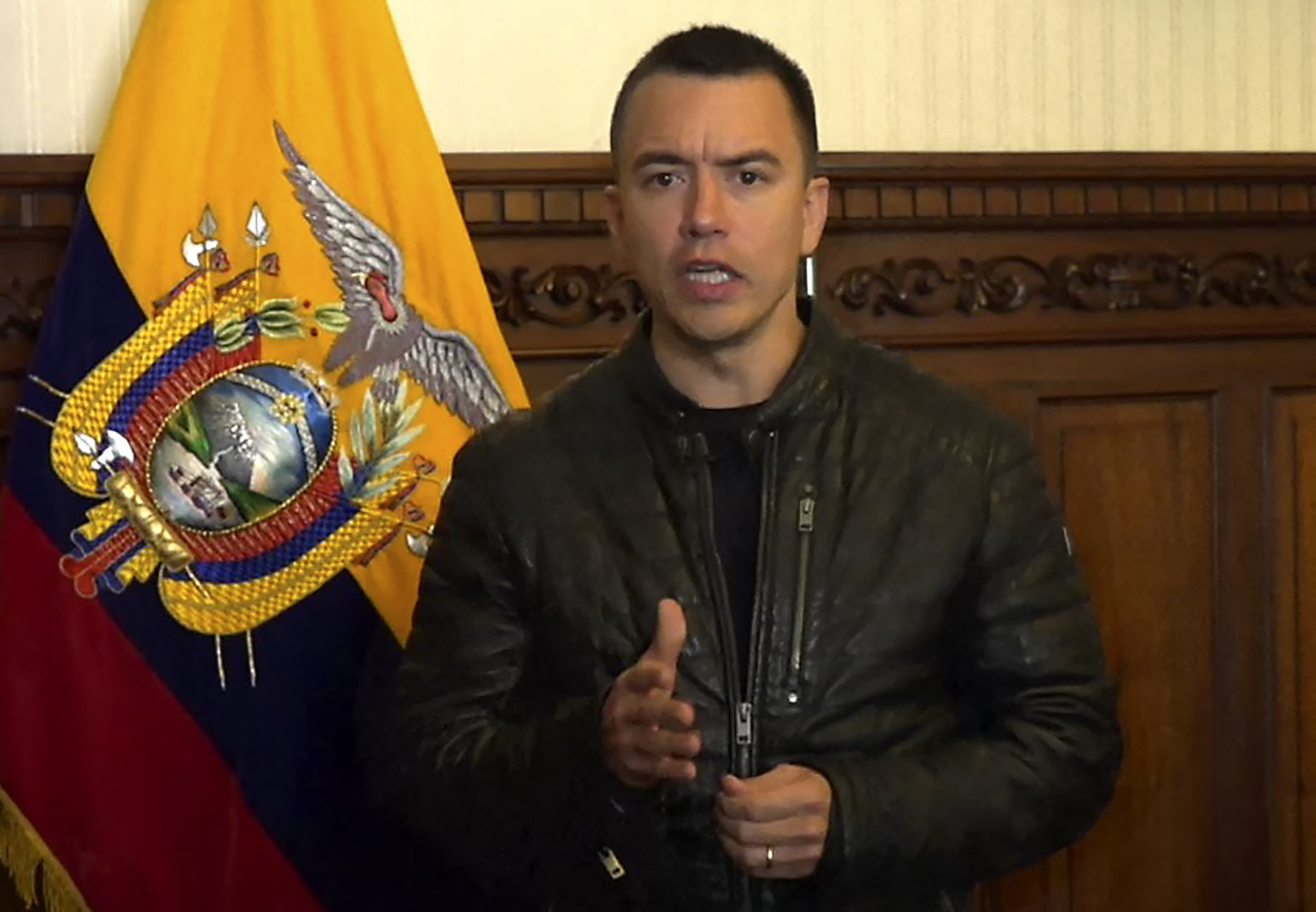 Ecuador's President Daniel Noboa announcing a state of emergency