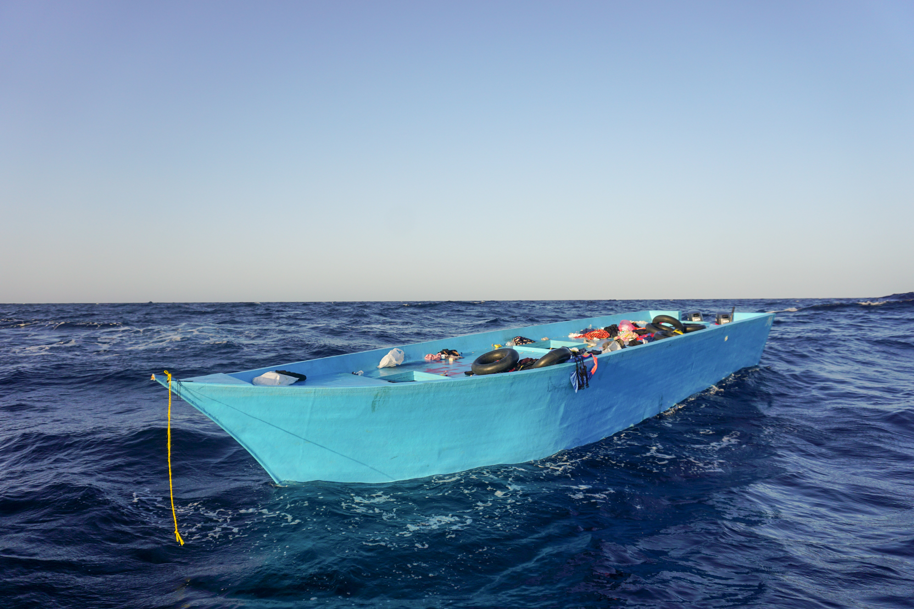 The blue boat.