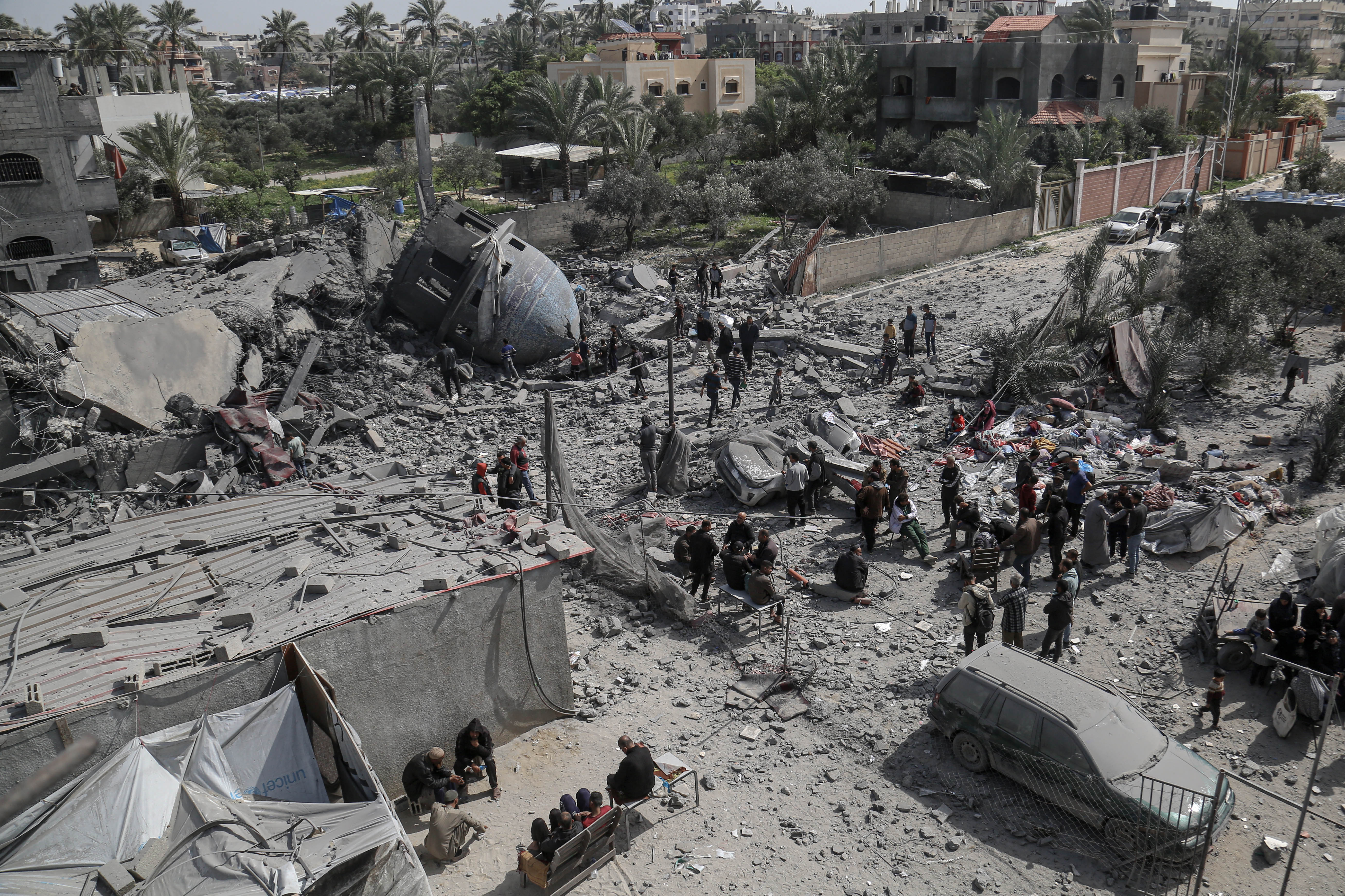 Aftermath of Israeli strike on mosque in Deir el-Balah