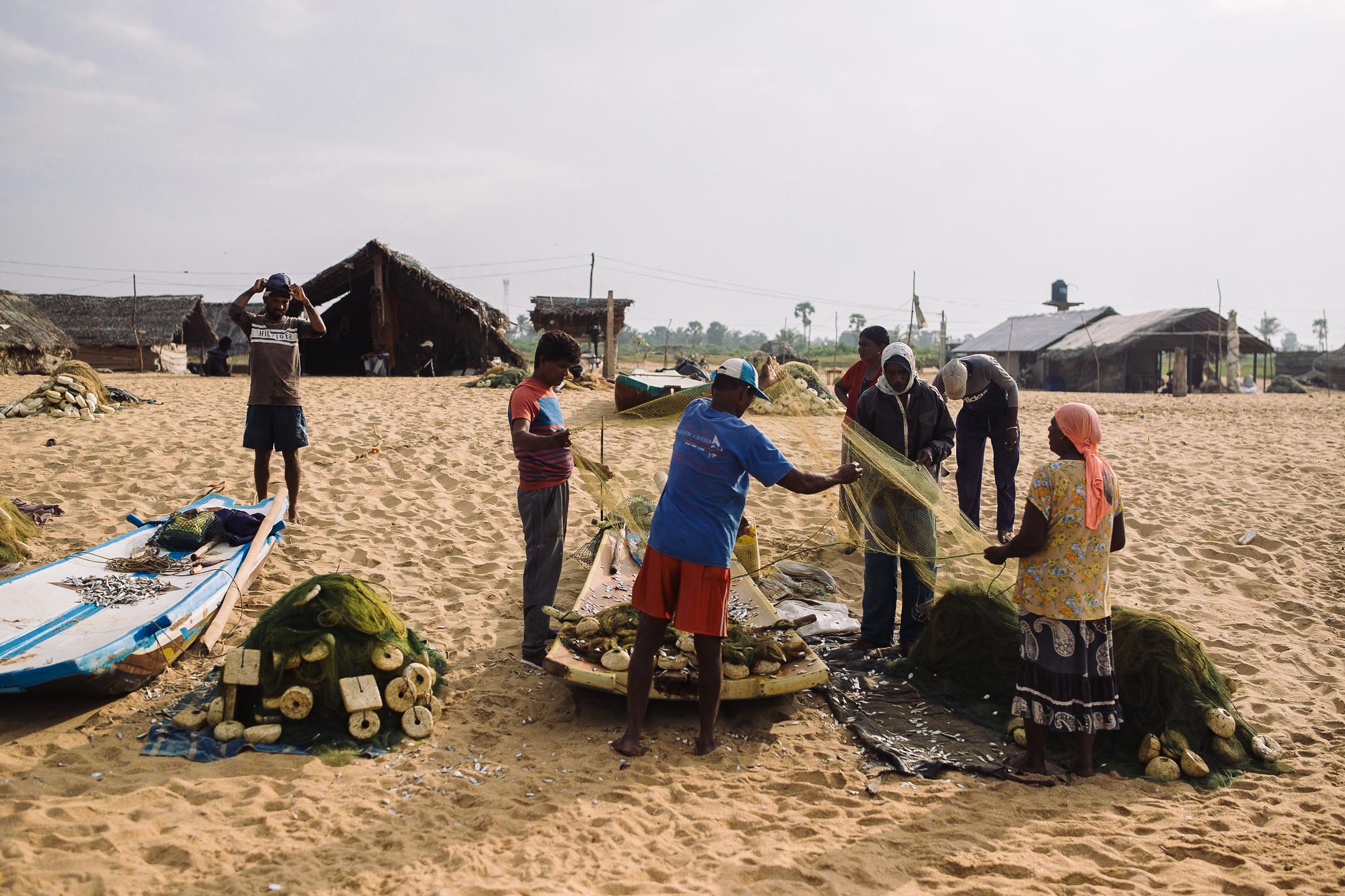 Fishermen in Kalpitiya, northwestern Sri Lanka, prepare for a day out on the water