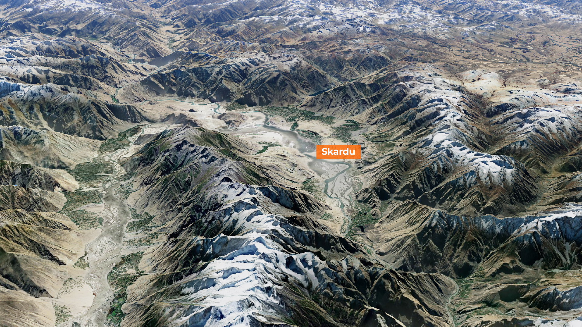 Skardu as it sits at the foot of the mountains