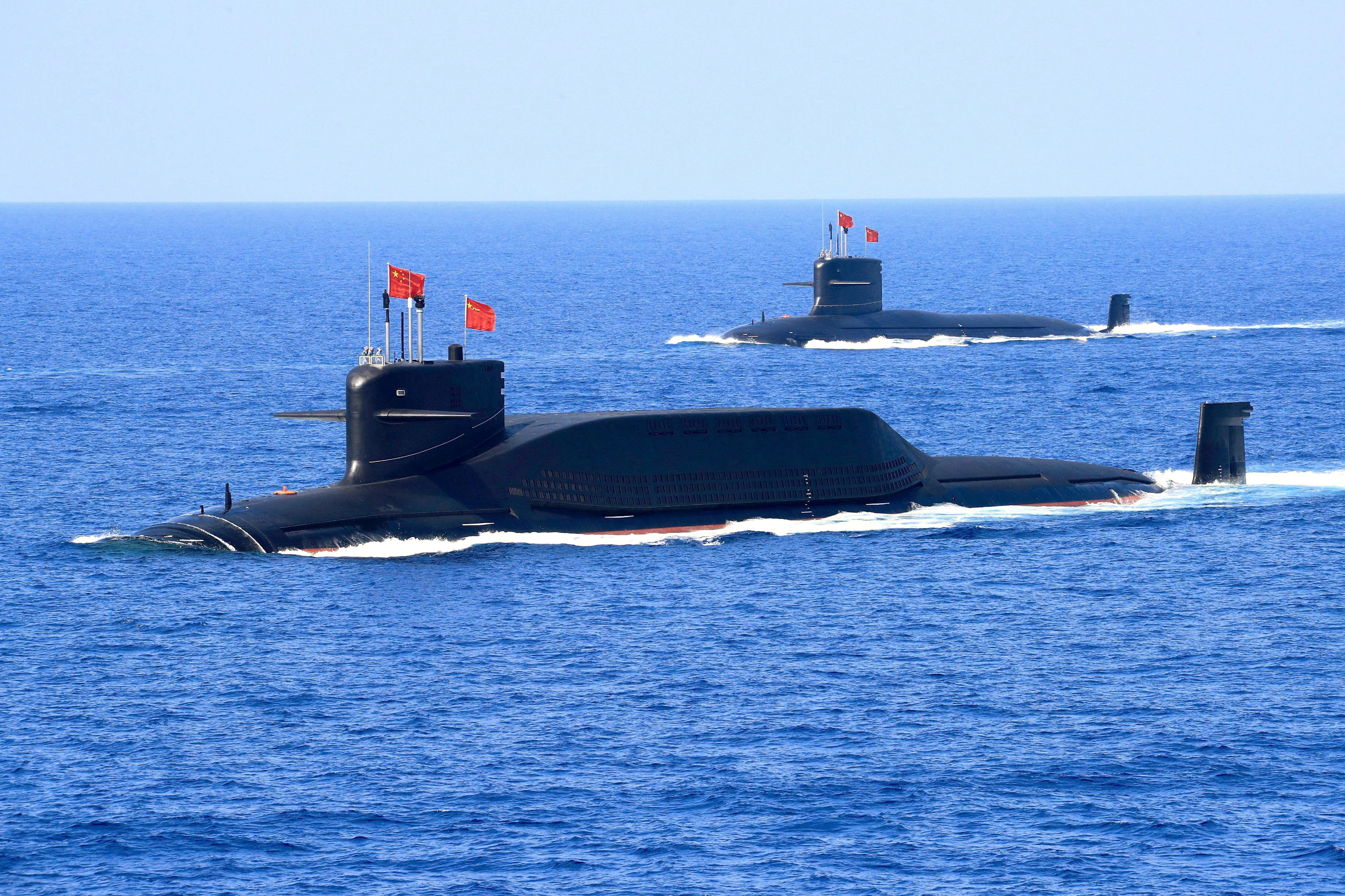 A nuclear-powered Type 094A Jin-class ballistic missile submarine during a military display in the South China Sea in April 2018 [Reuters]
