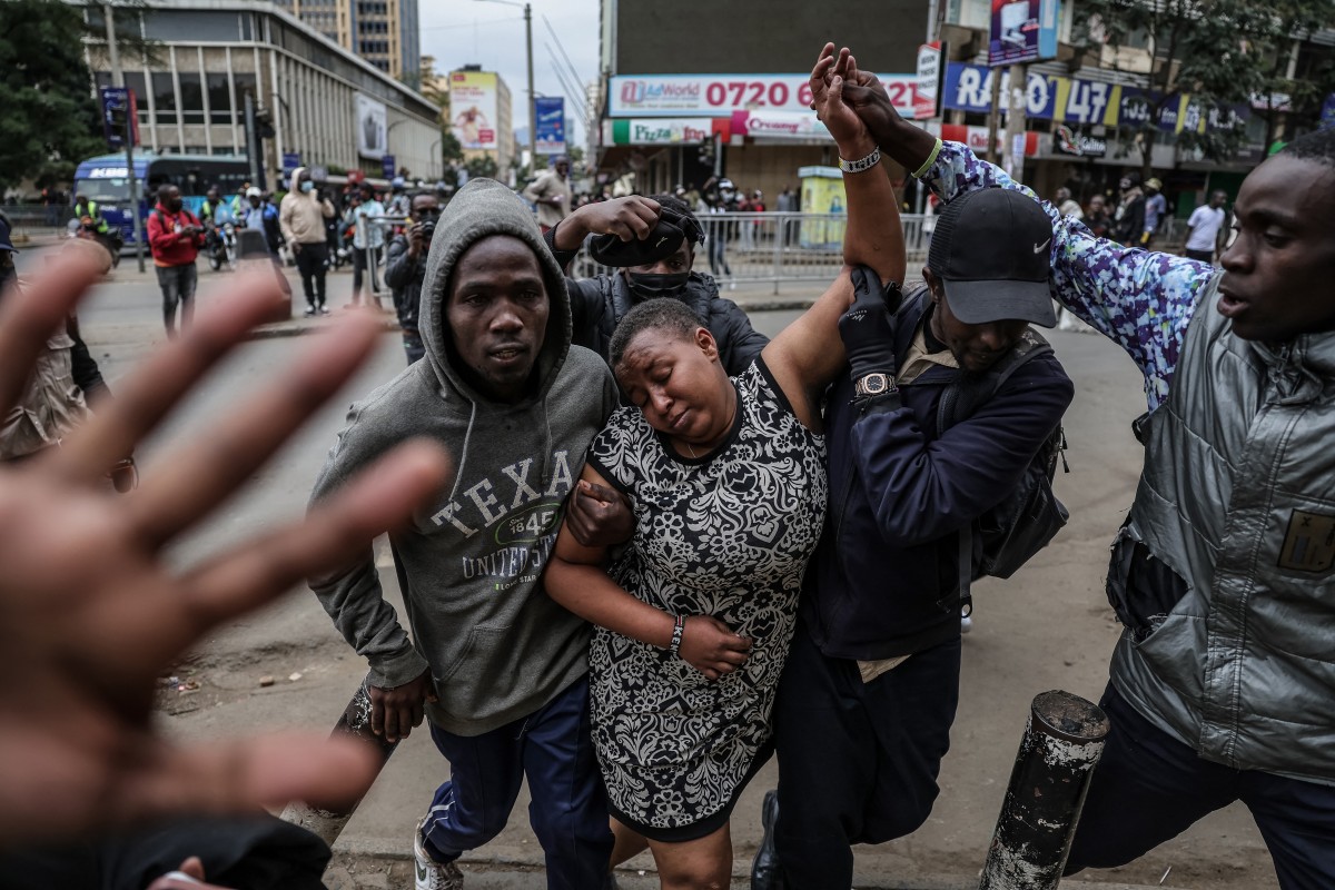 Protesters participate in an anti-government demonstration