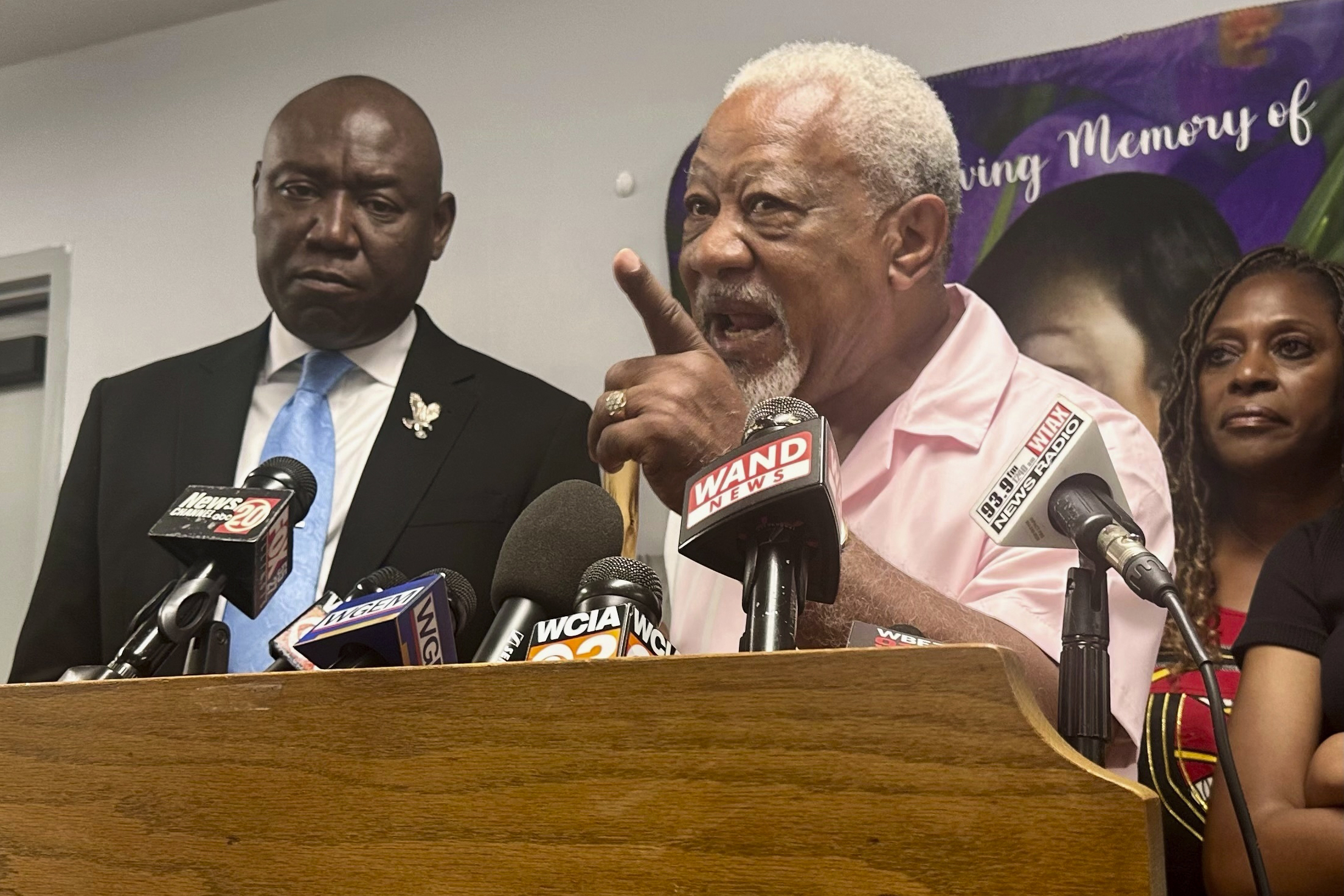 James Wilburn, father of Sonya Massey, speaks to reporters in Springfield