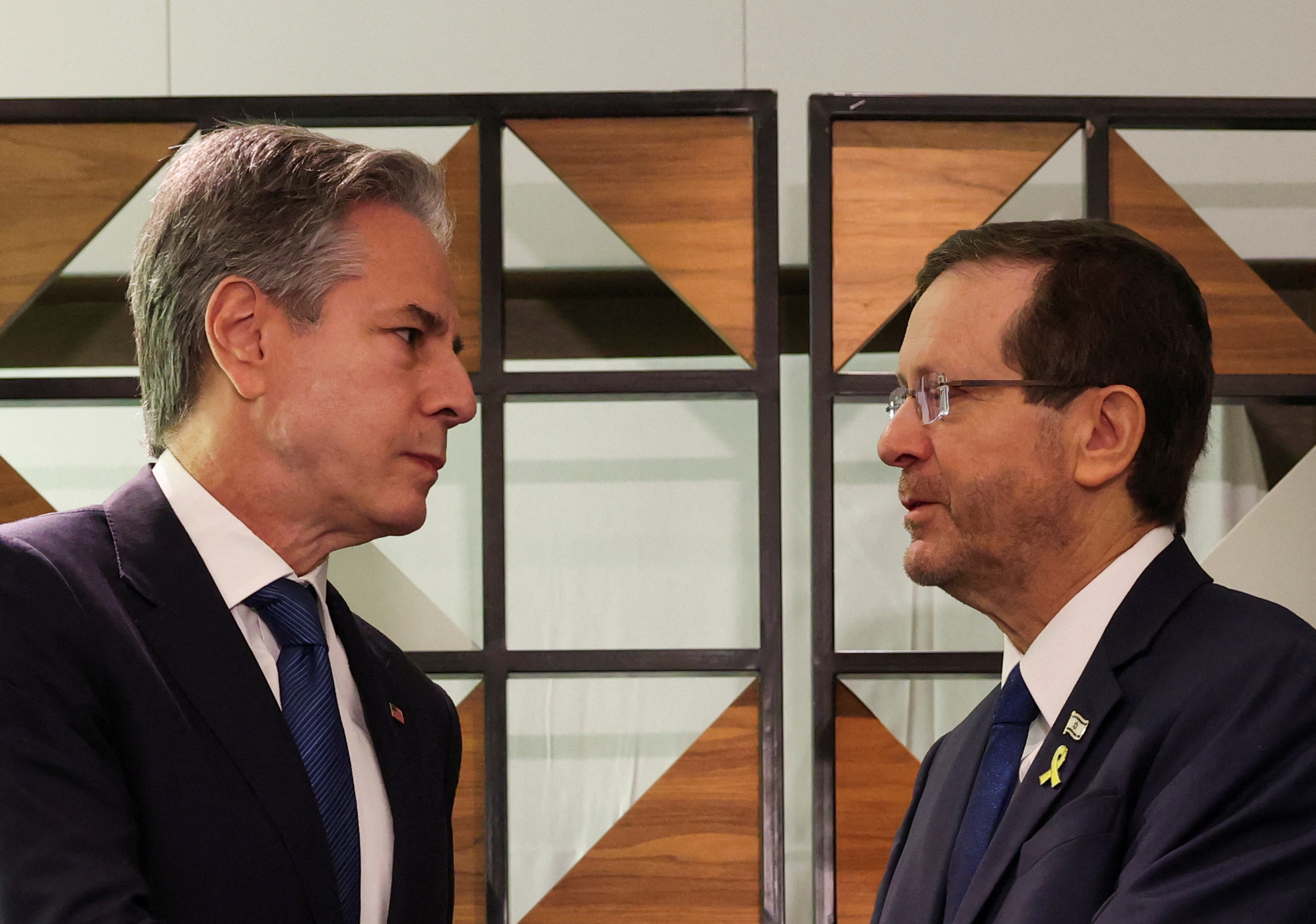 U.S. Secretary of State Blinken meets with Israel's President Isaac Herzog, in Tel Aviv, Israel