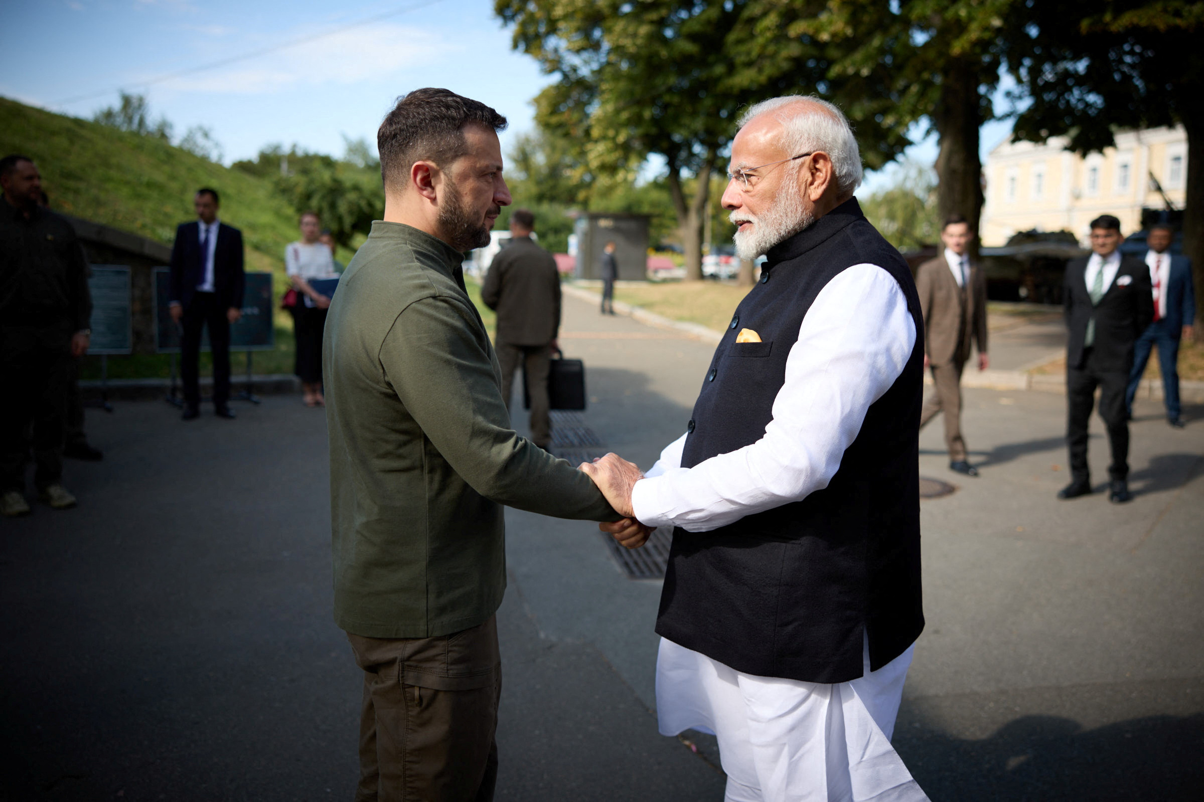 Ukraine's President Volodymyr Zelenskiy meets with Indian Prime Minister Narendra Modi