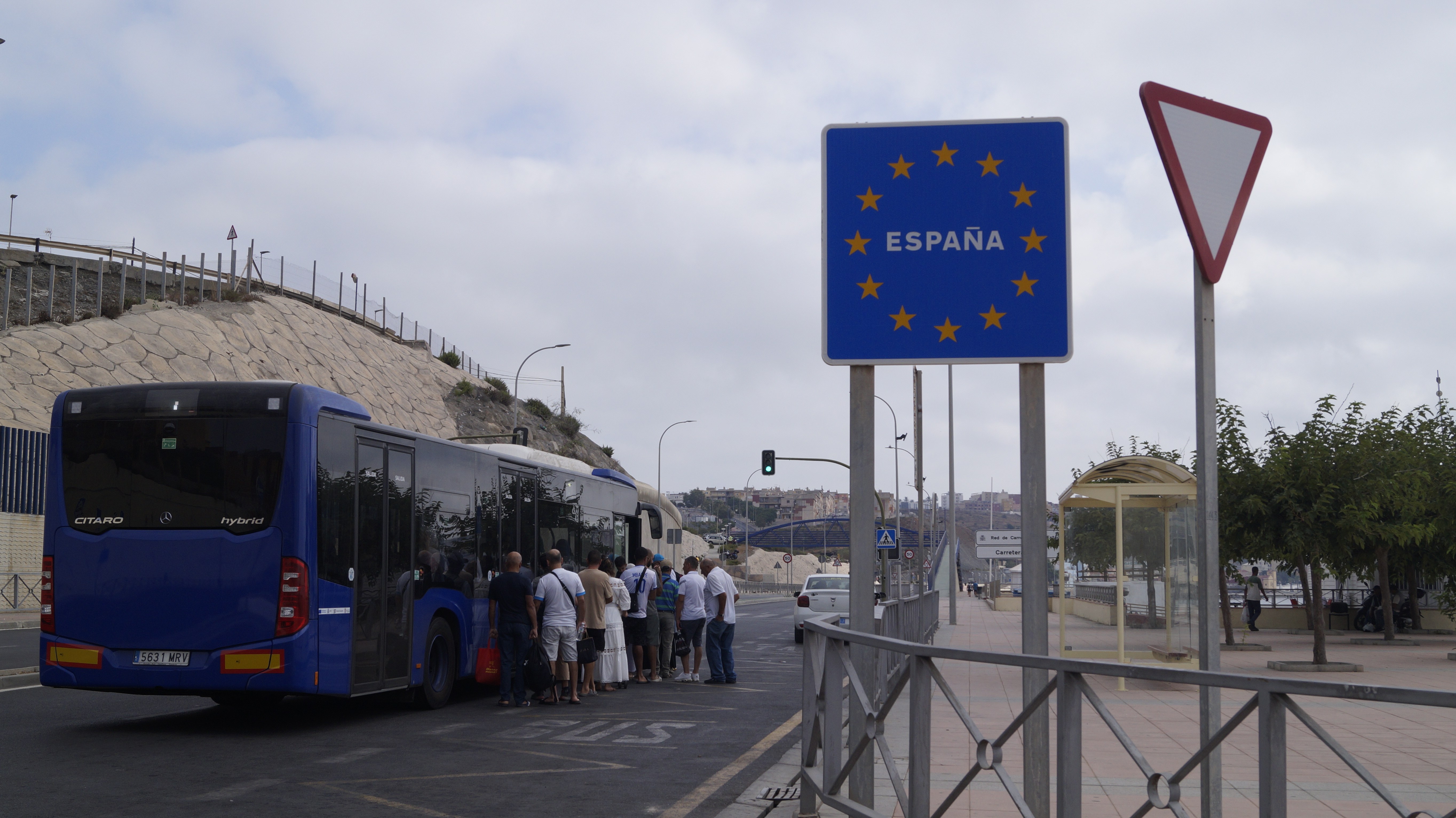 The land border between the Spanish enclave of Ceuta and the Moroccan town of Fnideq. The number of people who cross early in the morning pales in comparison with the thousands who used to do so every day during the days of cross-border trade between the two sides, before the COVID-19 pandemic