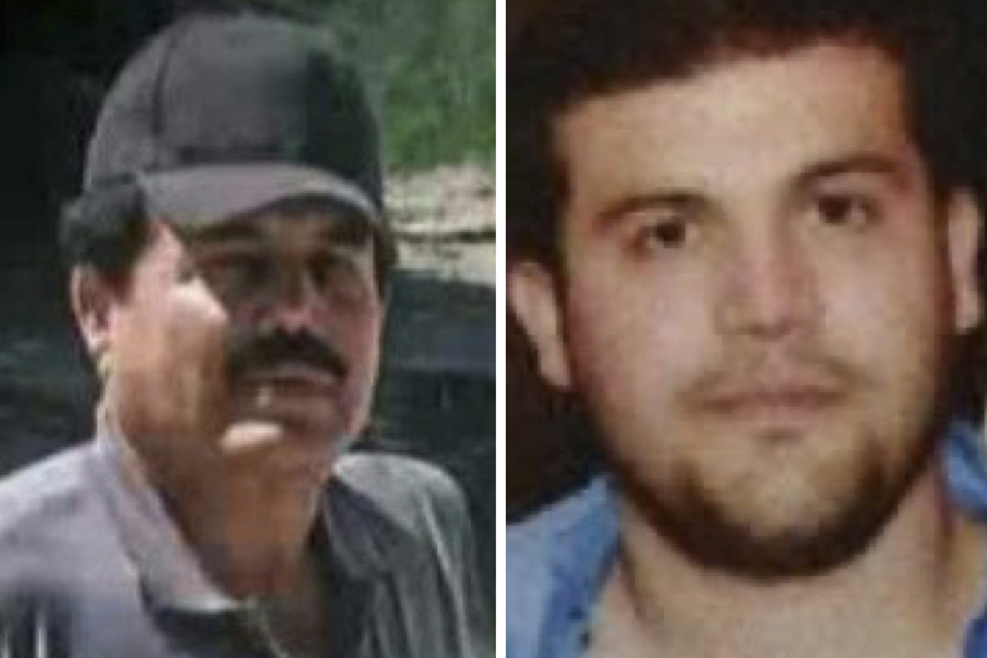 This combo of images provided by the US Department of State shows Ismael ‘El Mayo’ Zambada, a historic leader of Mexico’s Sinaloa cartel, left, and Joaquin Guzman Lopez