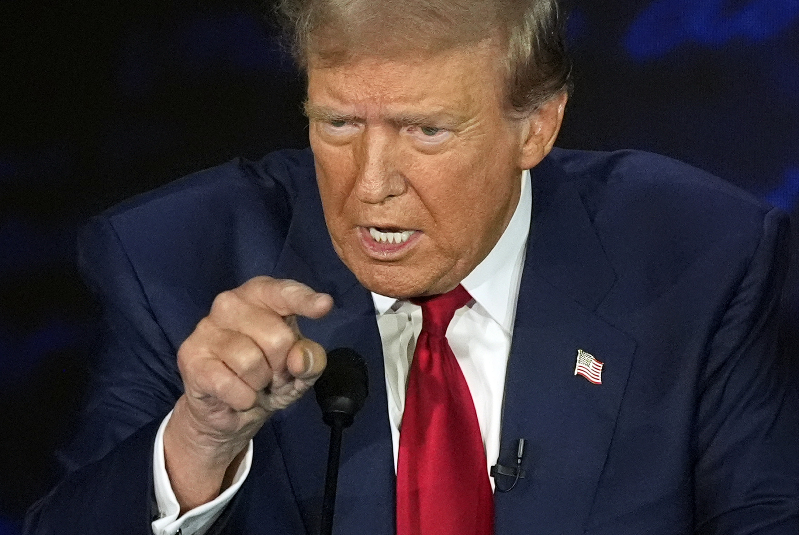 Donald Trump speaks during the debate
