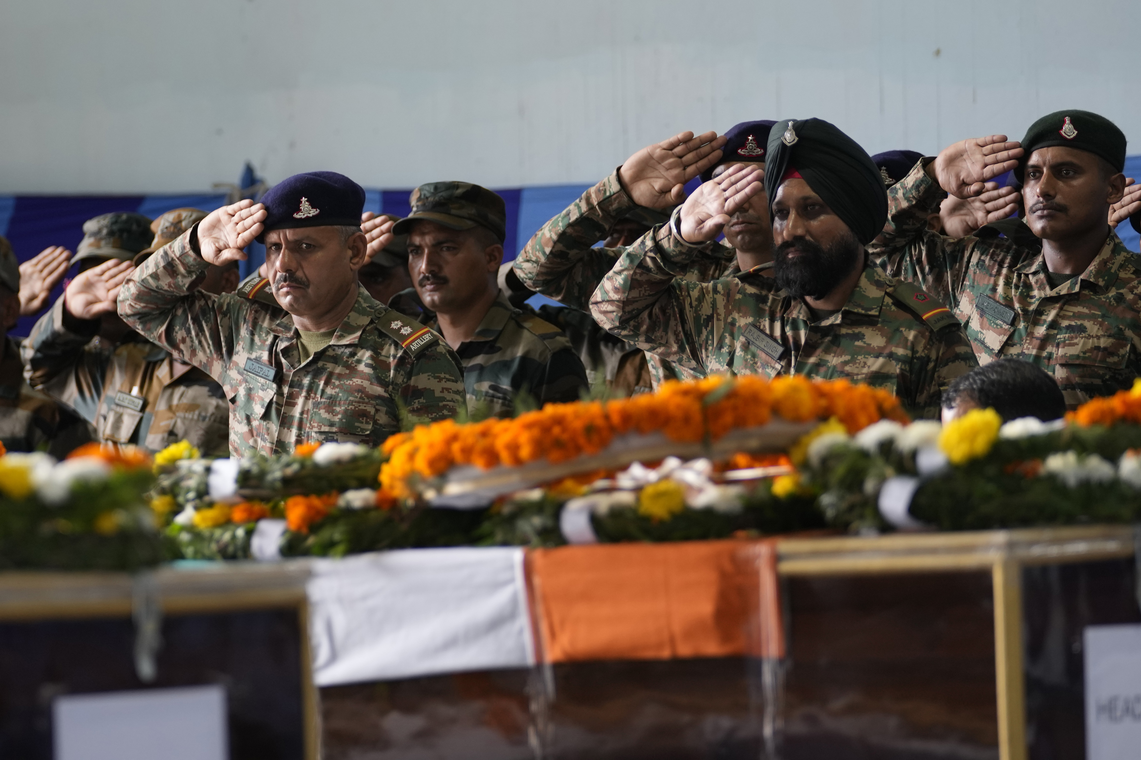 Indian army officers pay tribute to colleagues killed in Indian-administered Kashmir