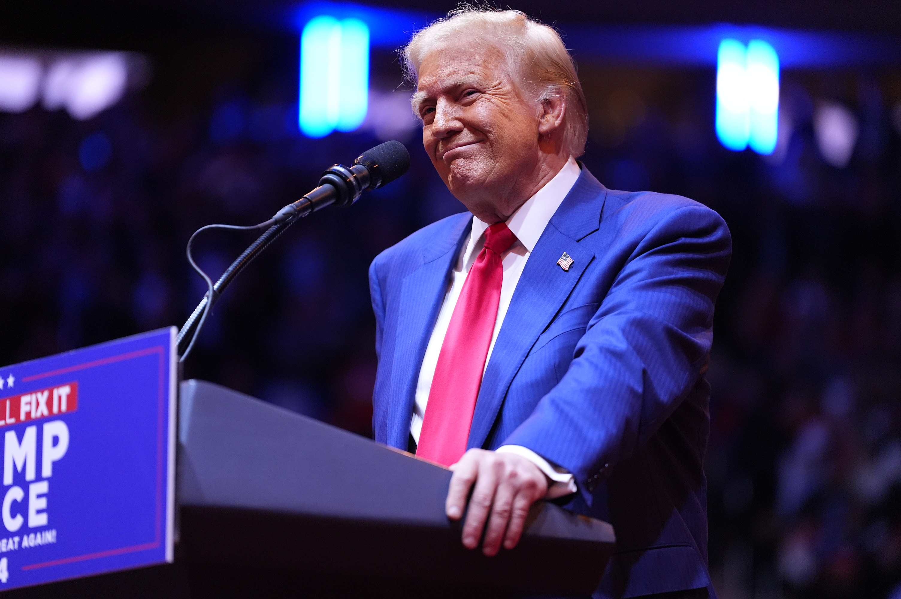 Republican presidential nominee former President Donald Trump holds a rally at Madison Square Garden in New York