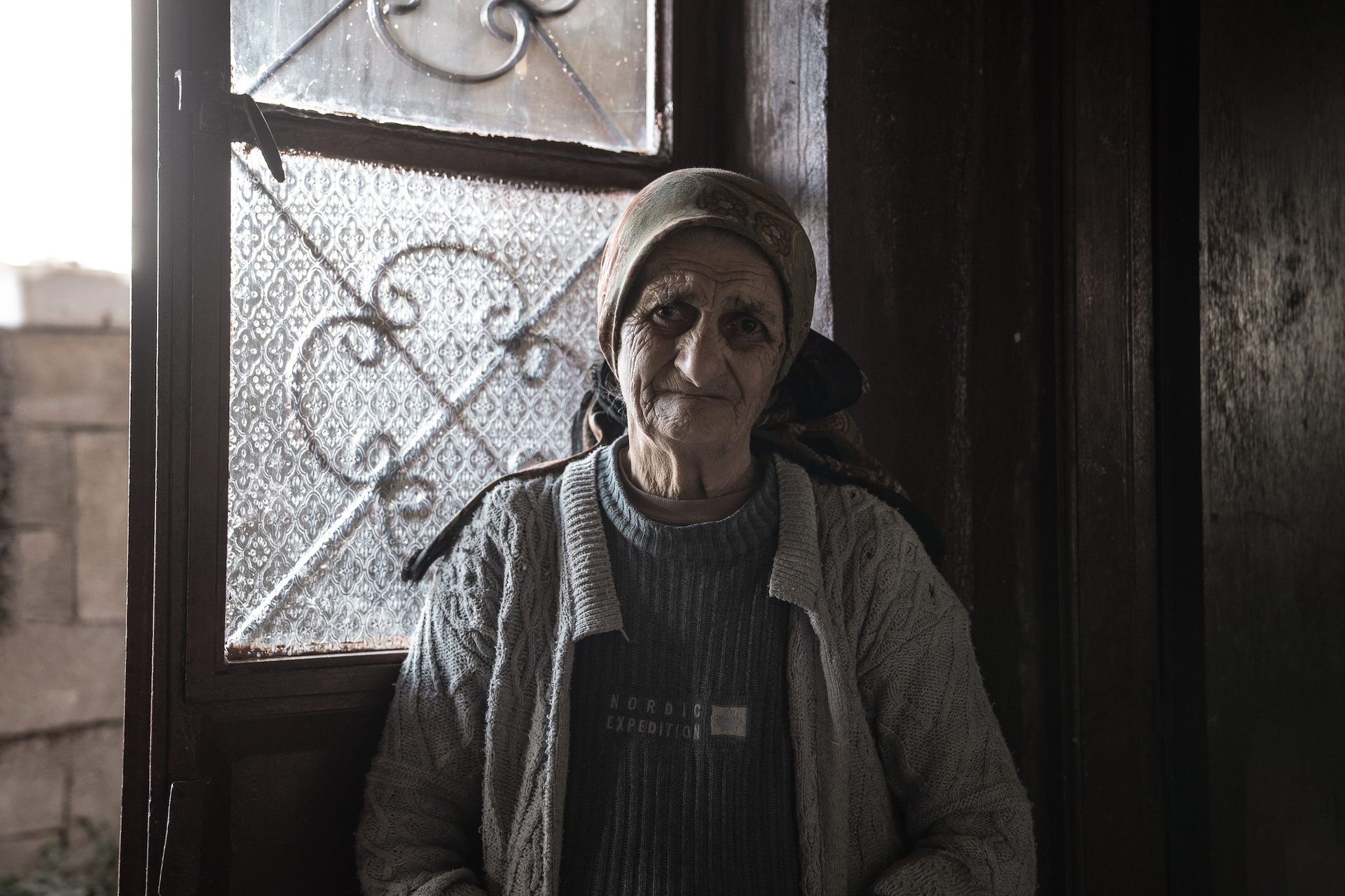 Amina Khodr, who lives next door to the destroyed building and whose face was cut by broken glass in the Israeli bombing on Monday night