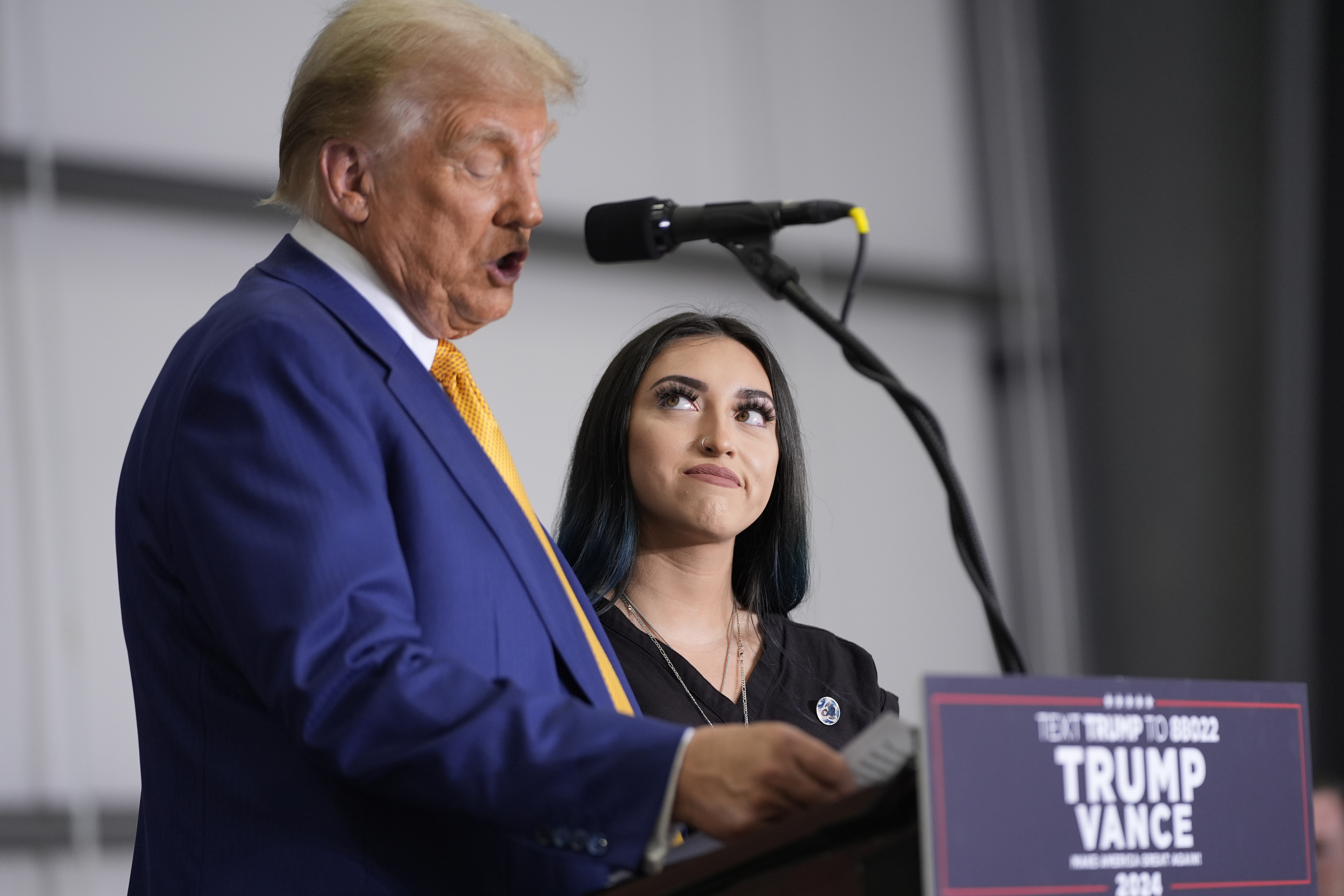 Donald Trump speaks alongside Alexis Nungaray during a news conference in Austin, Texas, on October 25