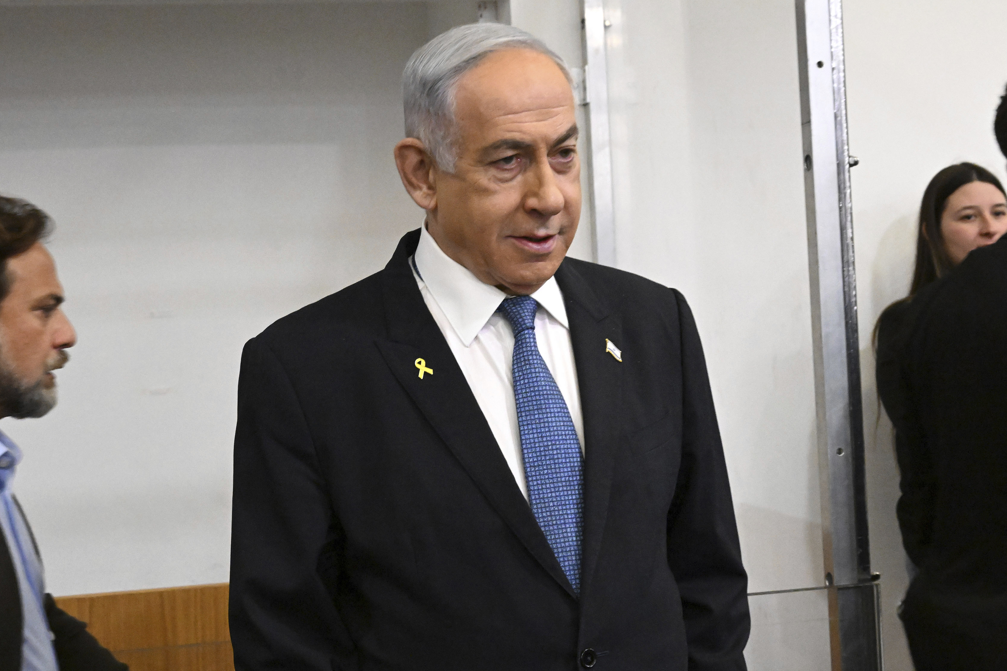 Israeli Prime Minister Benjamin Netanyahu attends the fifth day of testimony in his trial on corruption charges at the district court in Tel Aviv, Israel, on Monday, Dec. 23