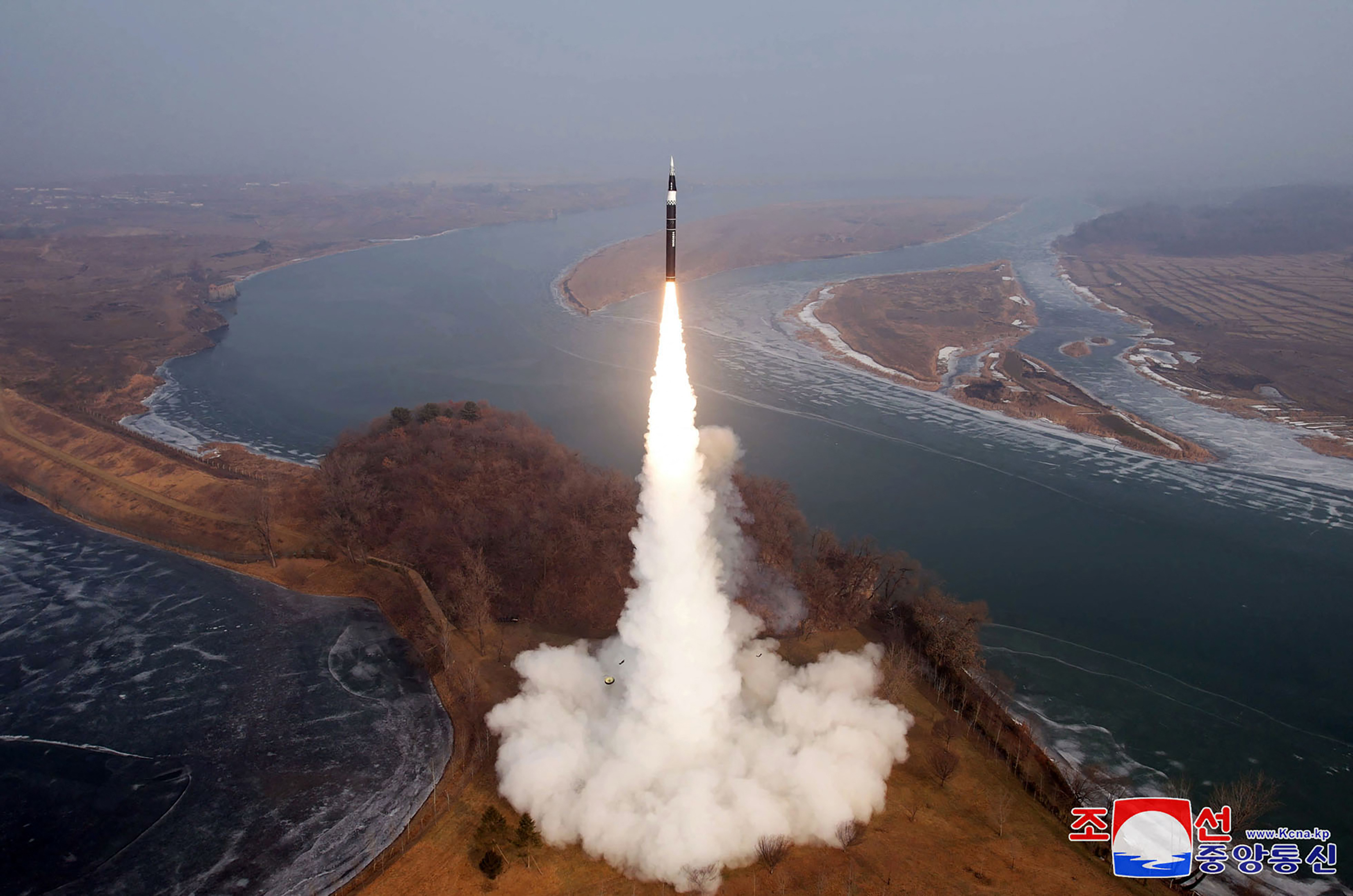 The launch of a missile at an undisclosed location in North Korea.