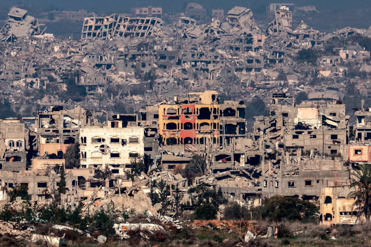 destroyed buildings in the northern Gaza Strip