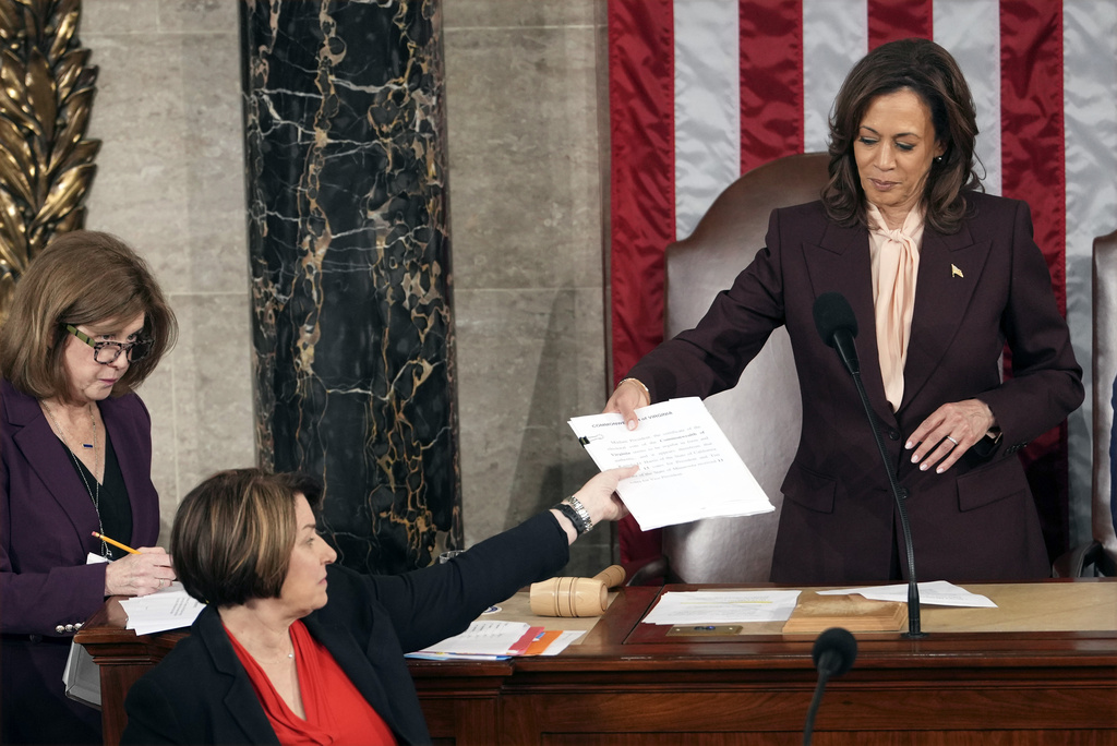 Kamala Harris during the certification ceremony