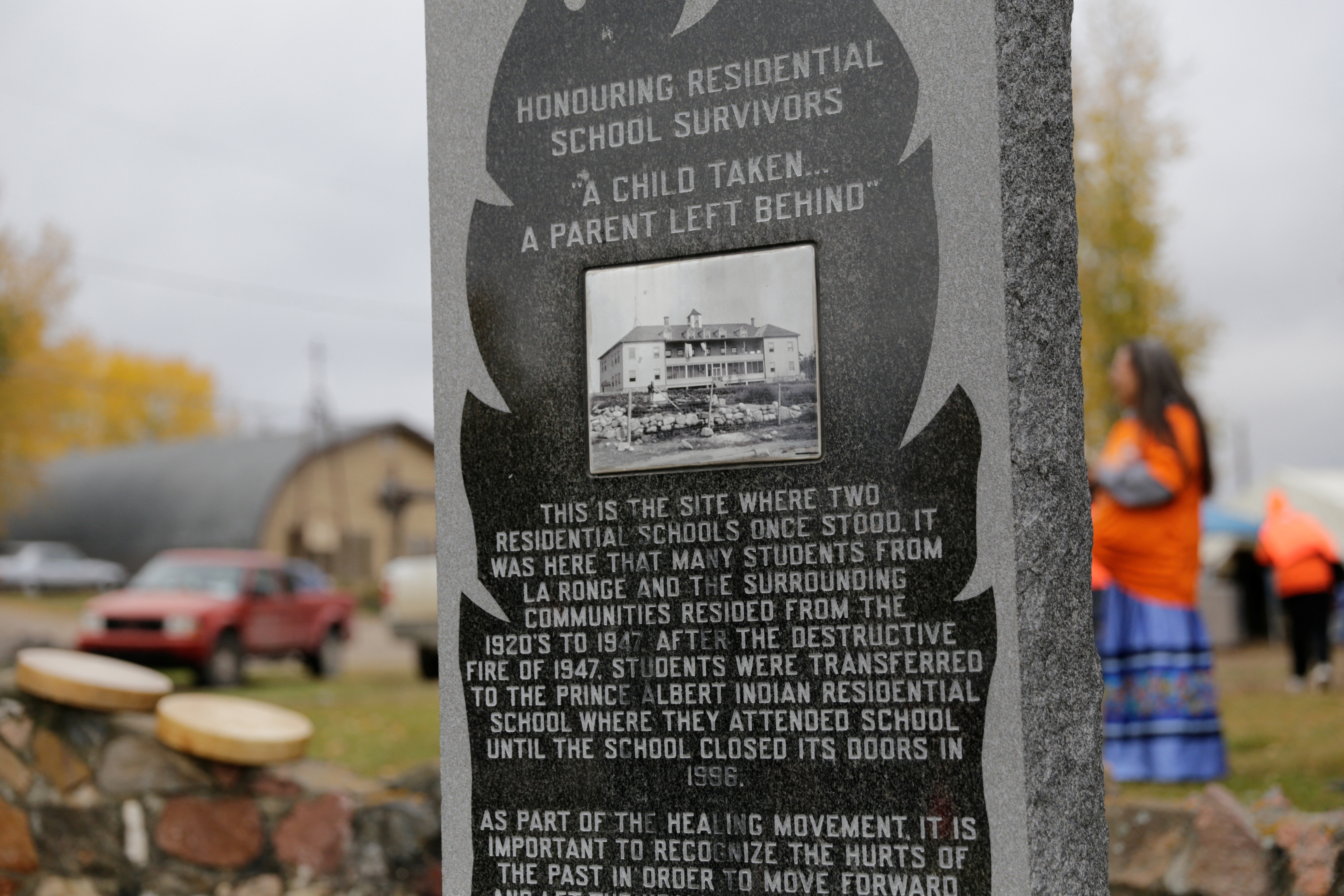 A memorial for residential school survivors in Lac La Ronge, Saskatchewan, in 2023