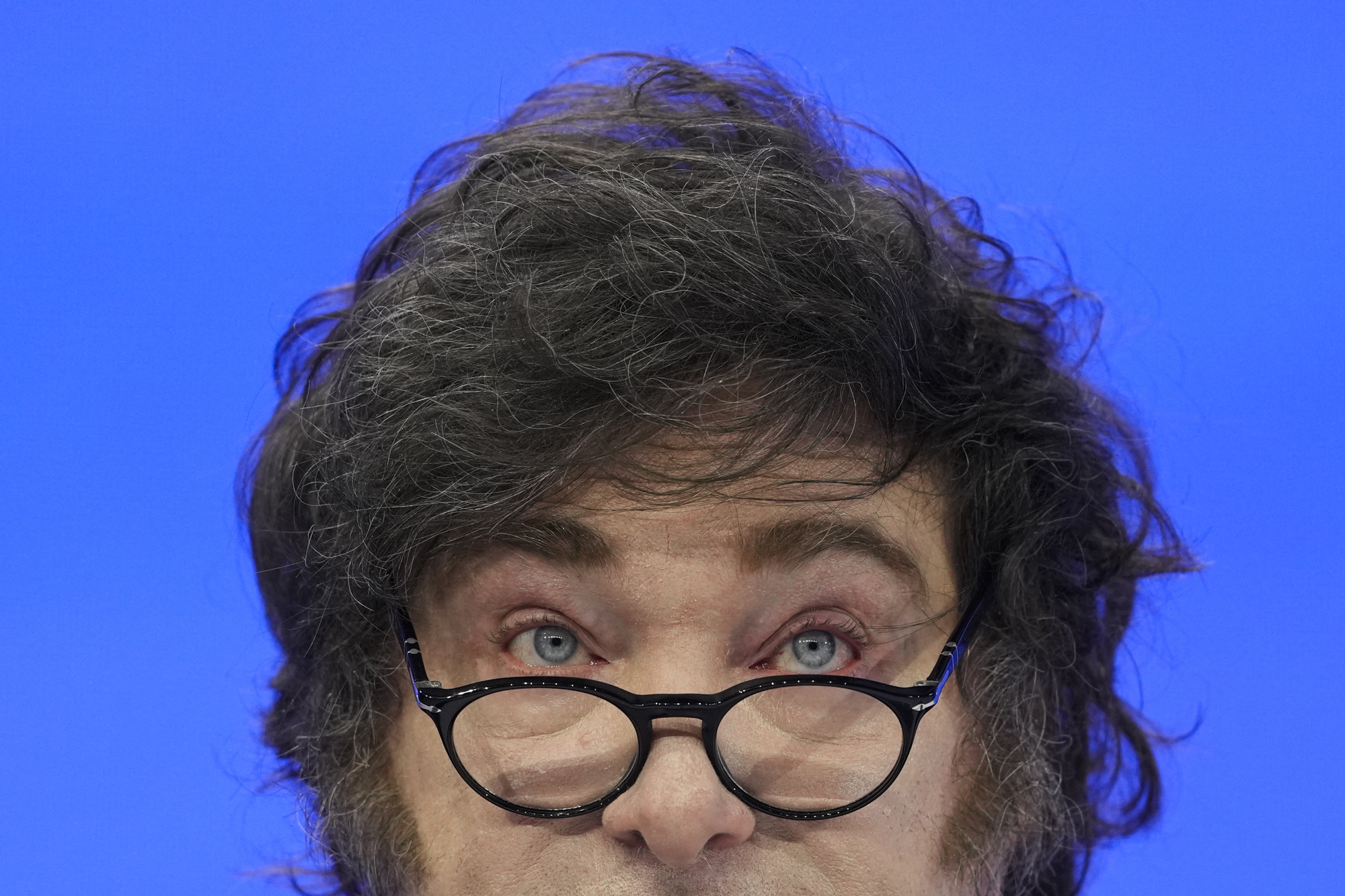 Javier Milei wearing glasses.