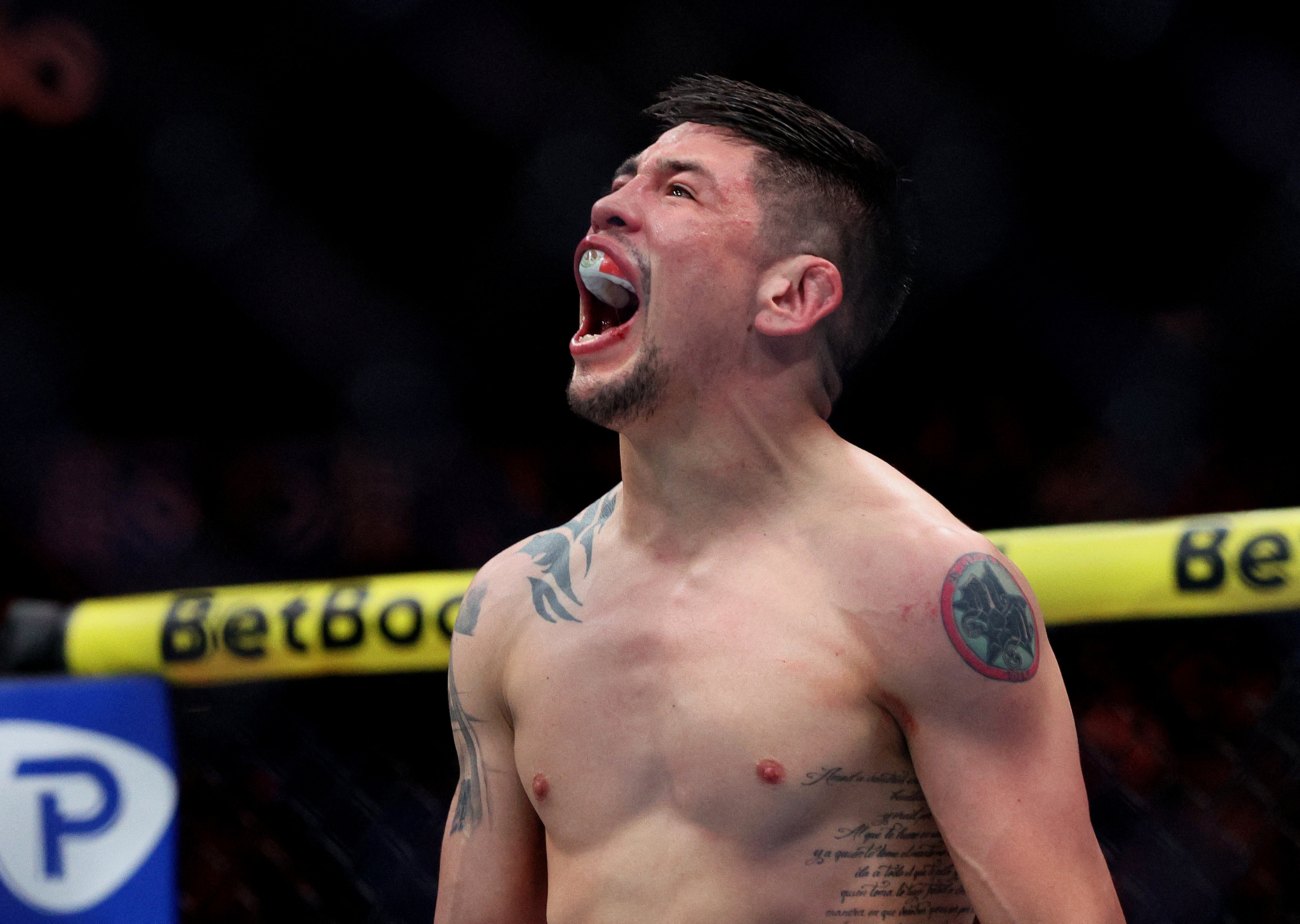 Brandon Moreno reacts.