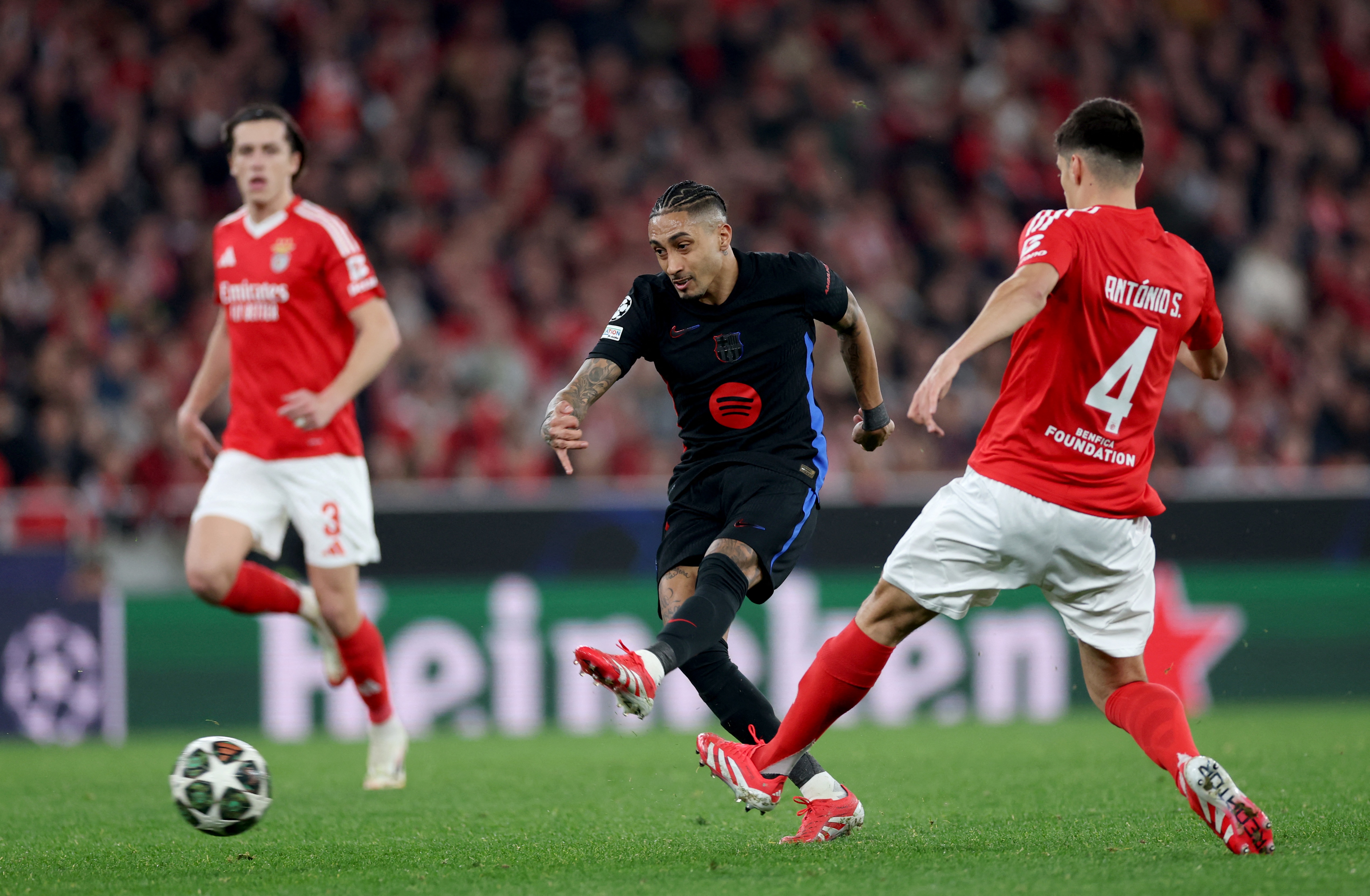Barcelona's Raphinha scores