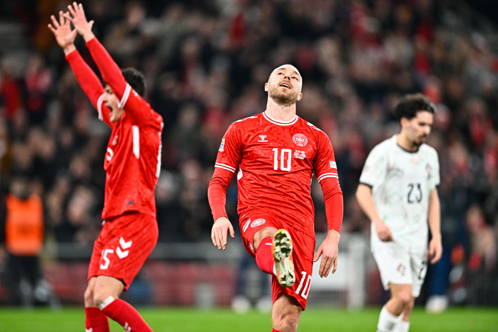 Eriksen looks dejected after missing a penalty