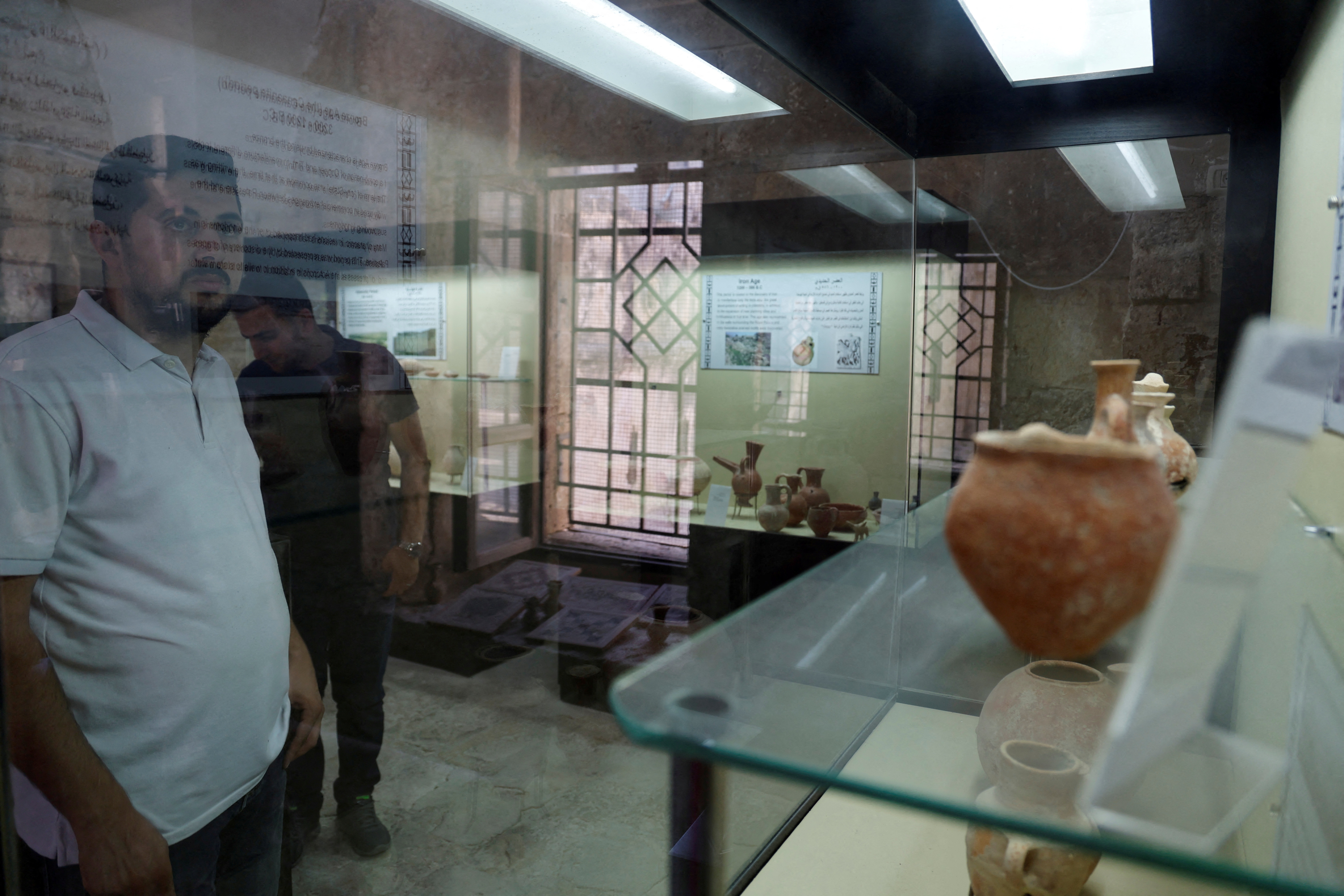 Palestinians visit the museum in Sebastia. It is already hard for them to visit the archaeological park because of settler attacks and the Israeli military presence