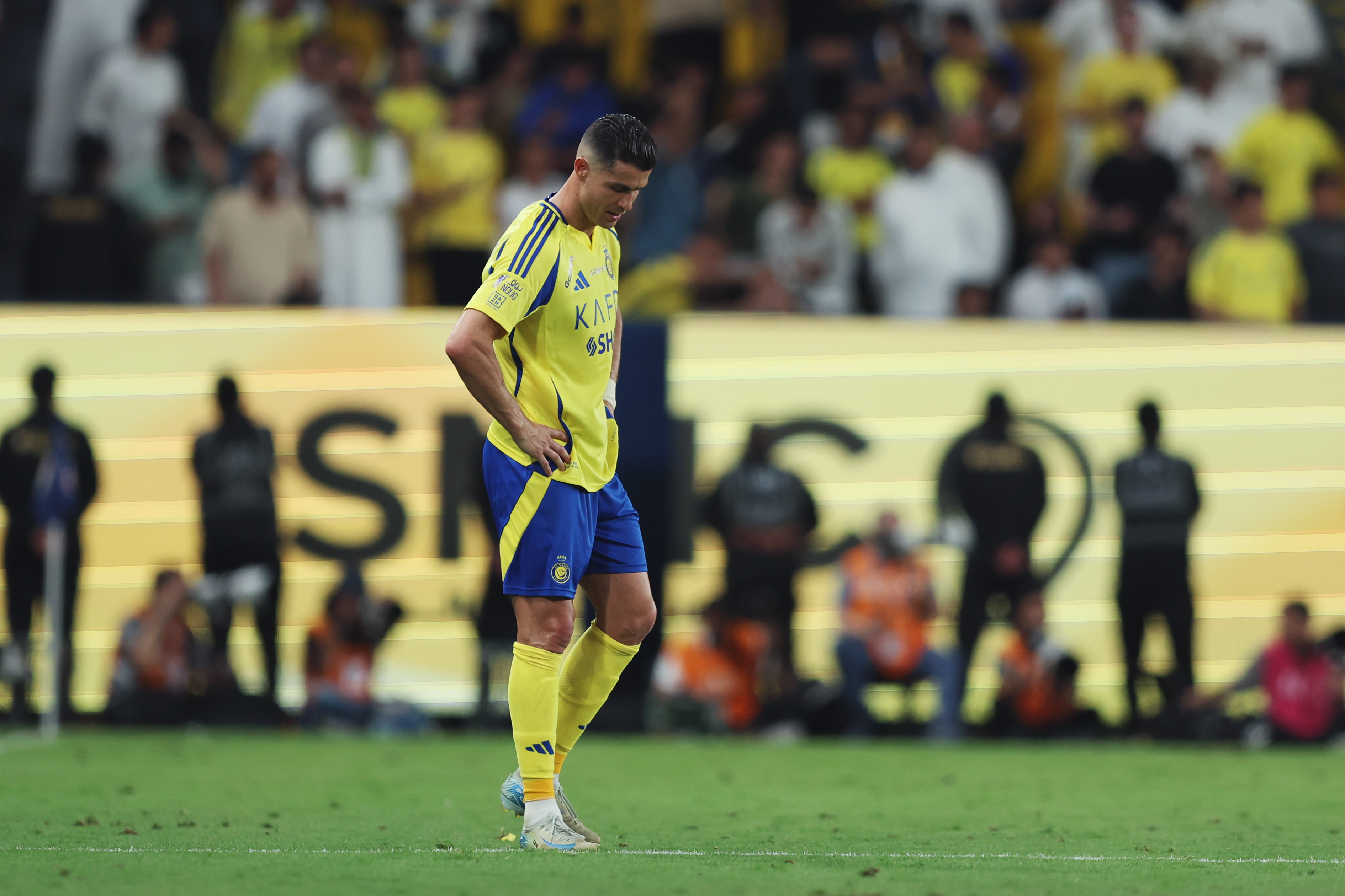 Cristiano Ronaldo reacts.