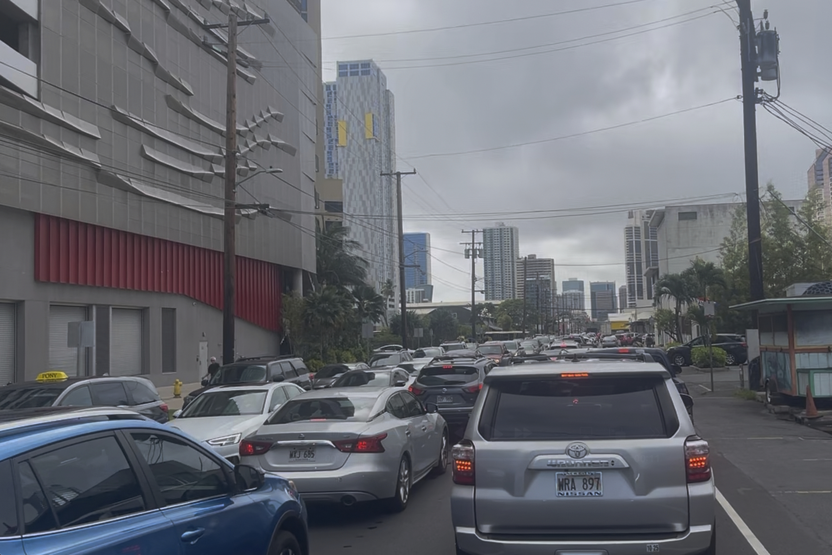 A traffic jam in Honolulu.