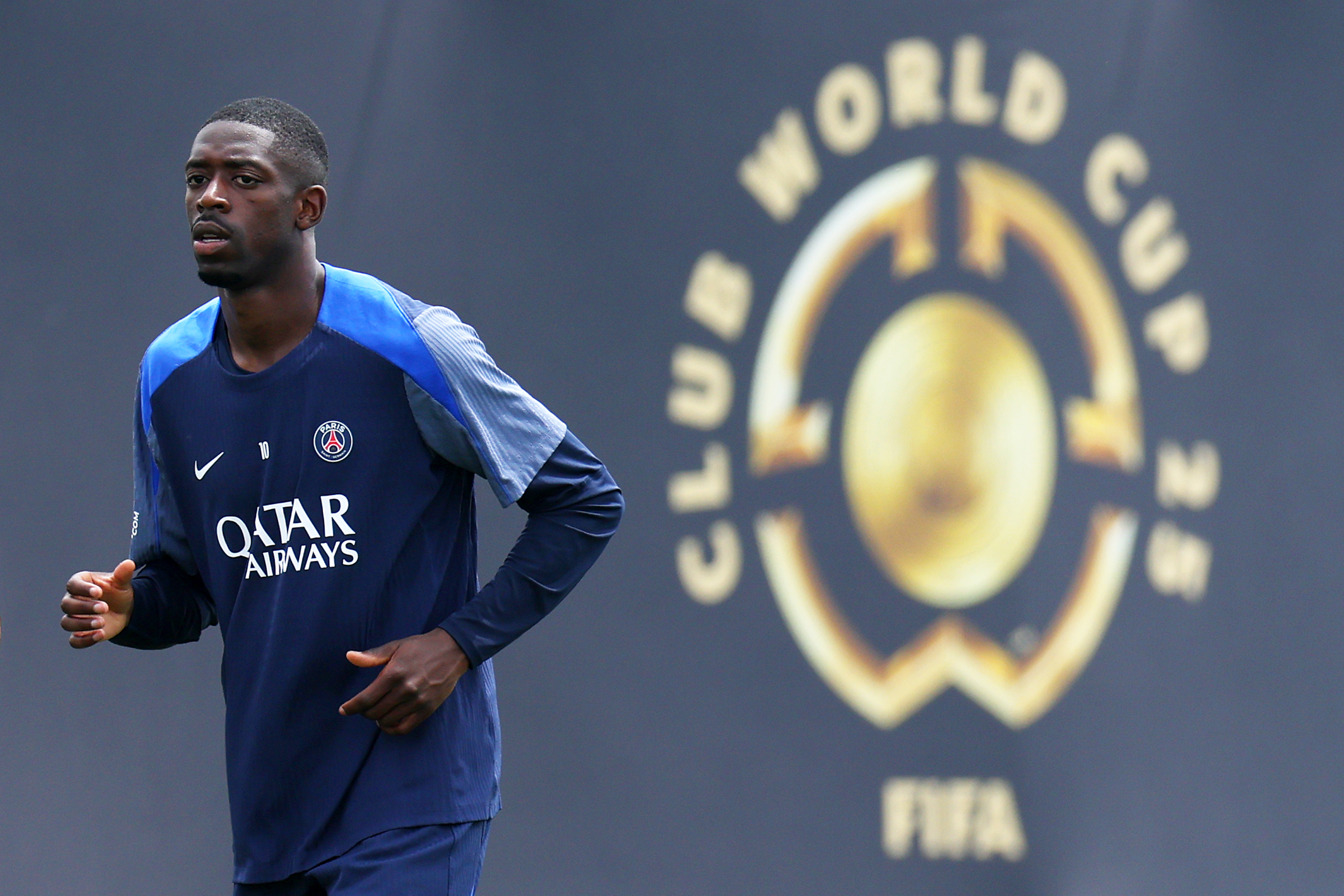 Ousmane Dembele of Paris Saint-Germain looks on during training ahead of the FIFA Club World Cup final