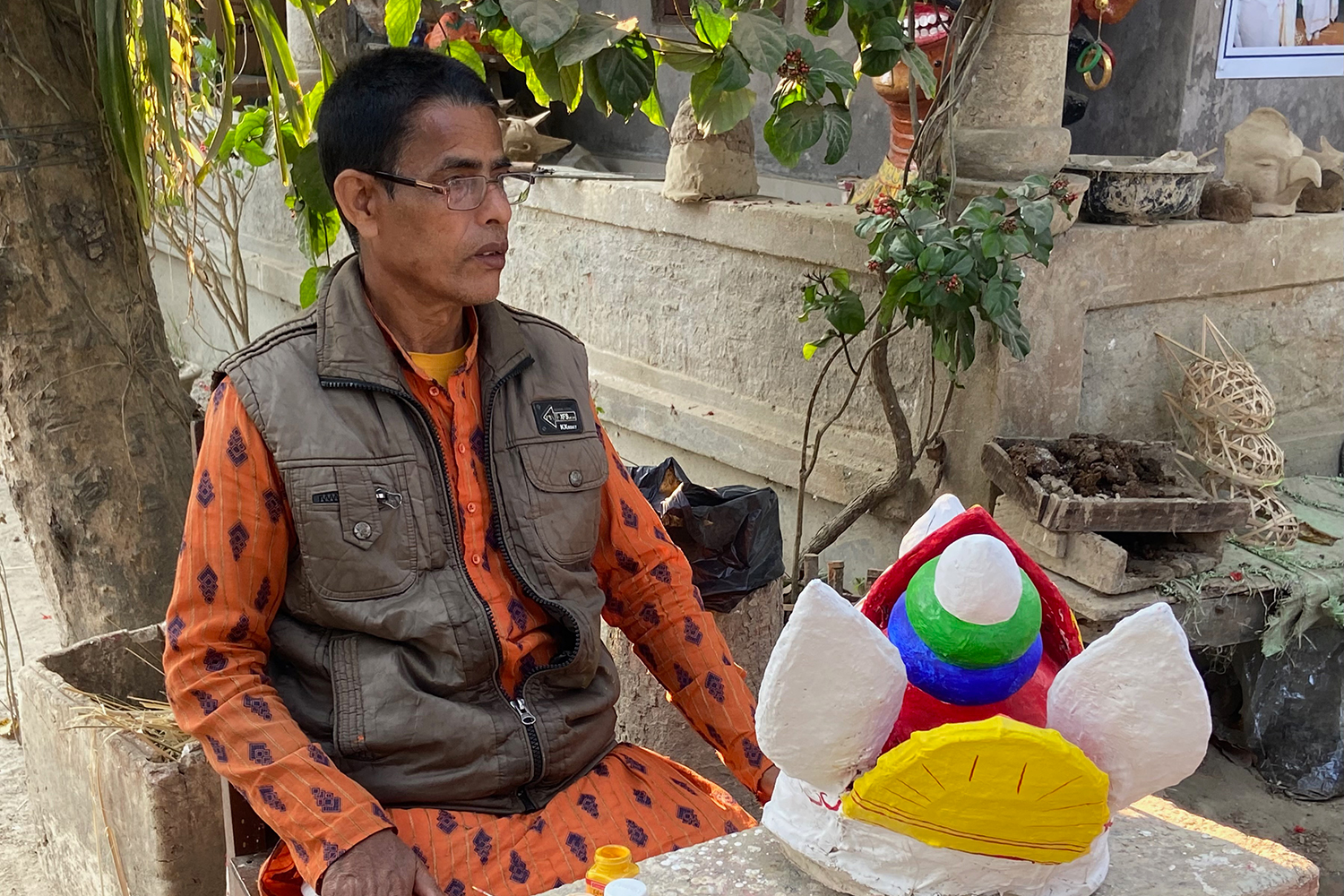Mask-maker Pradip Goswami