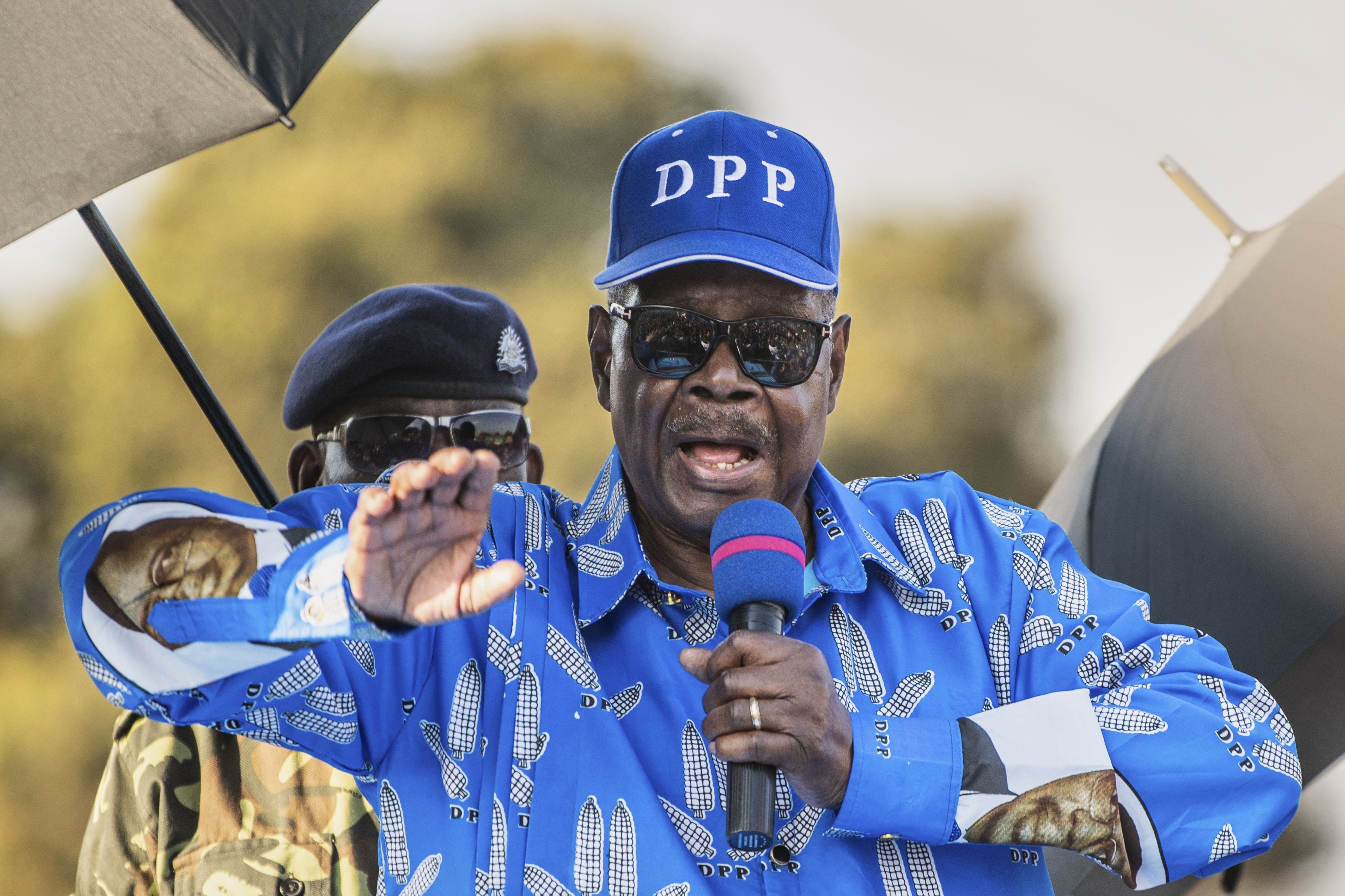 Democratic Progressive Party leader and presidential candidate Peter Mutharika speaks to supporters at a campaign rally in Zomba, Malawi, on September 10, 2025