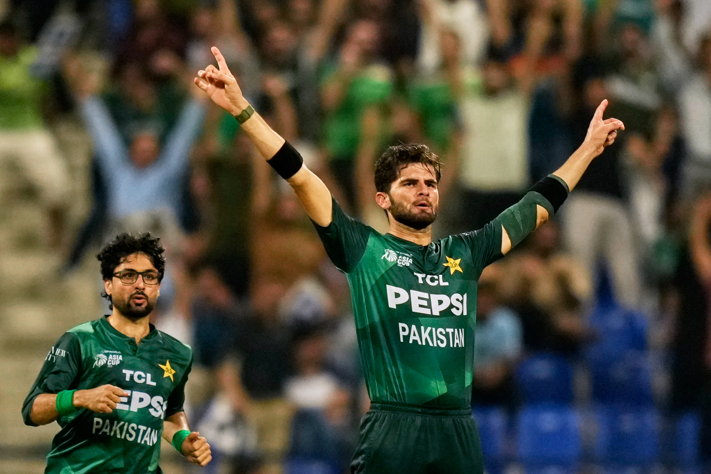 Pakistan's Shaheen Shah Afridi celebrates