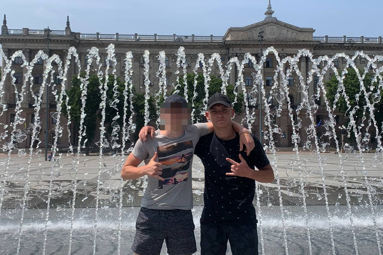 Yevhen Ihnatov, right, with his friend in the southern Ukrianian city of Mykolayiv-