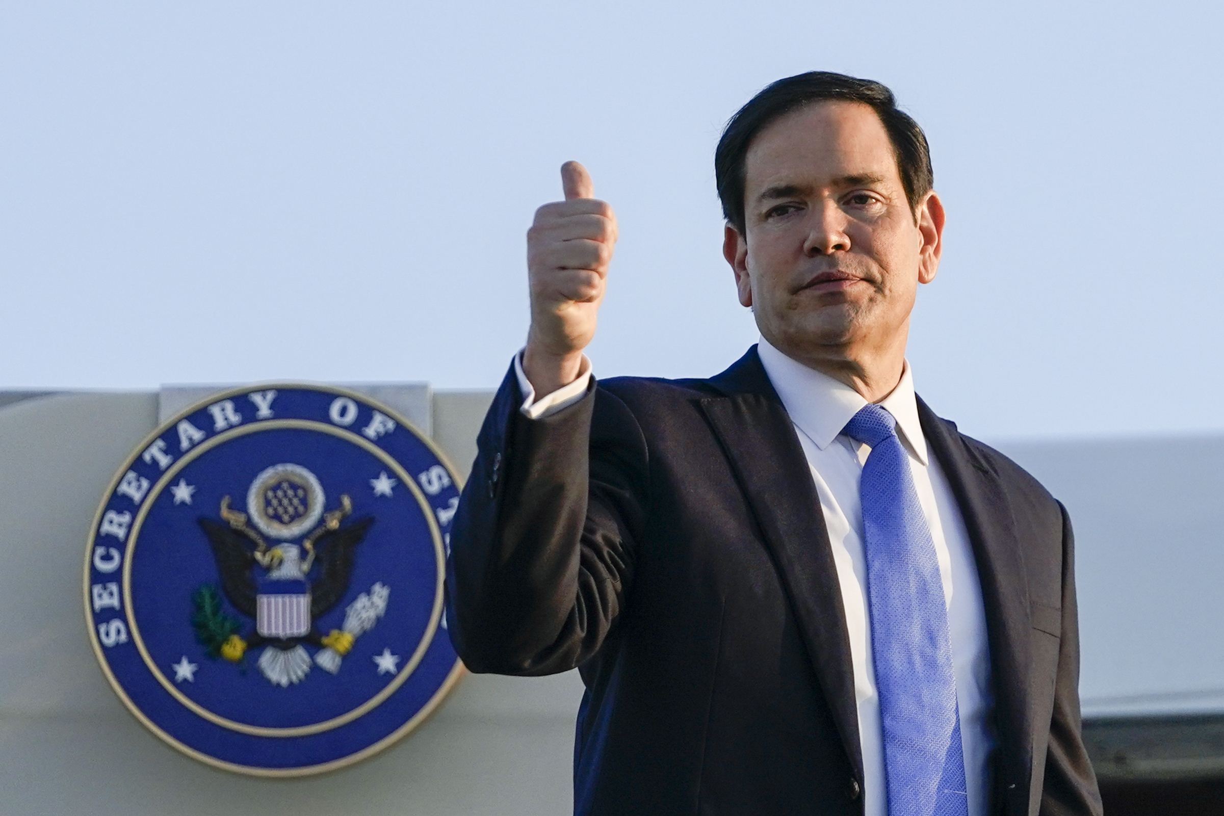 US Secretary of State Marco Rubio departing Israel