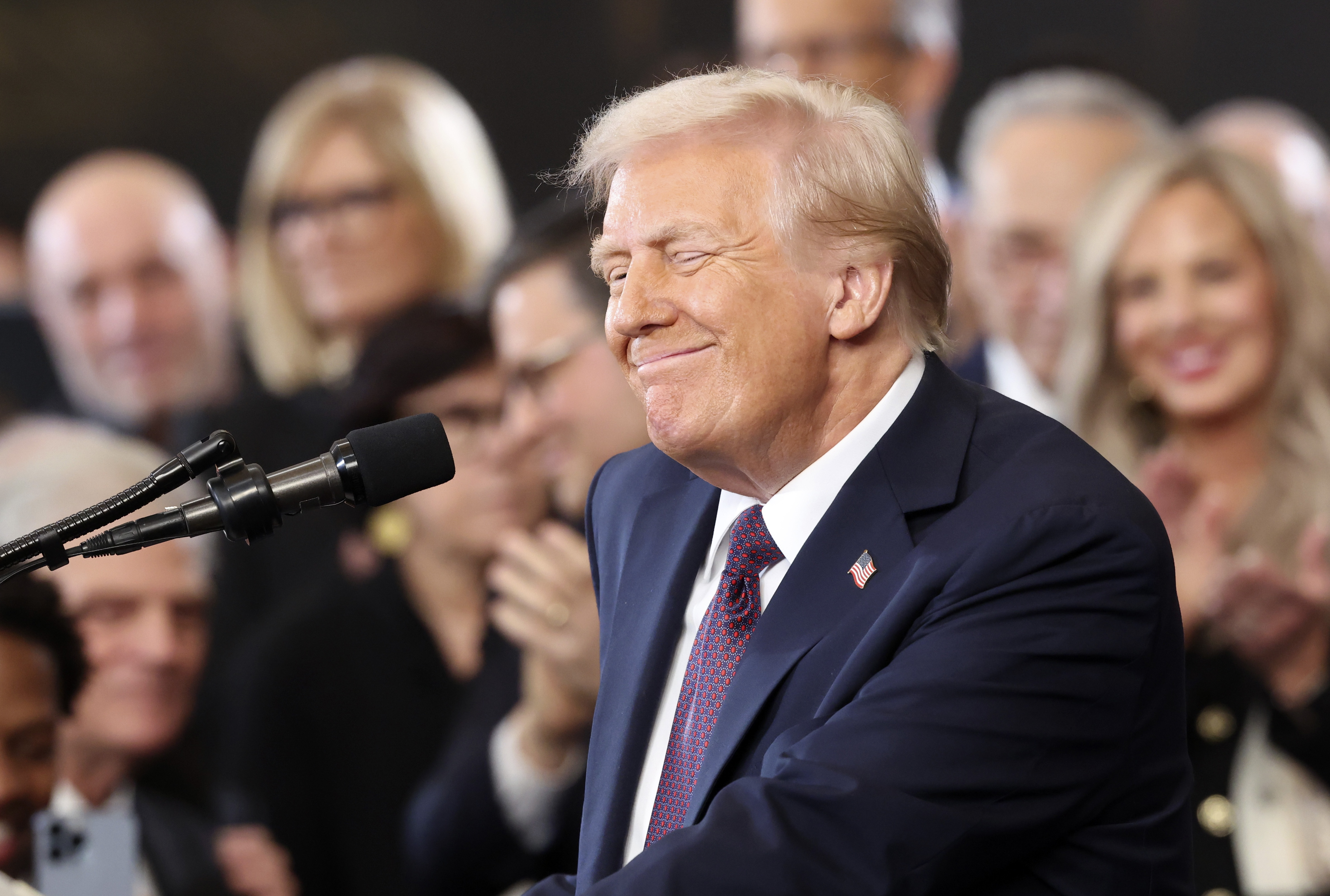 Donald Trump smiles at his inauguration ceremony.
