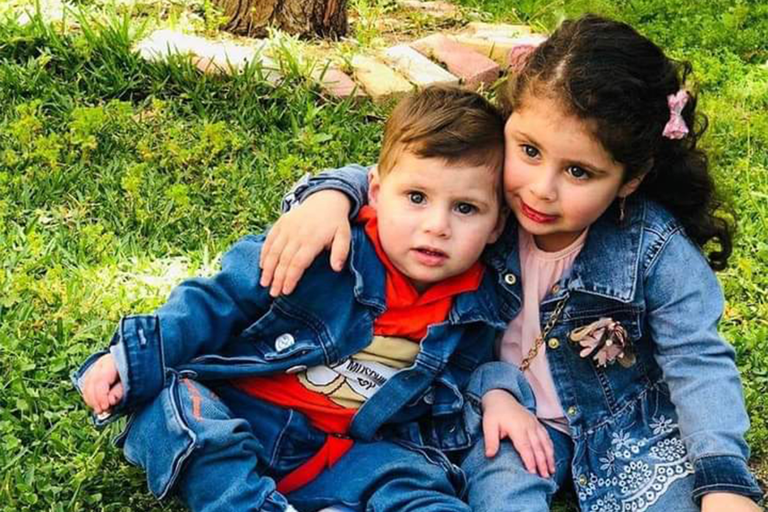 Ali with his older sister Nour, who was five when she was killed by Israel in an airstrike on their home in Sarafand, Lebanon [Courtesy of Sobhiye Khalife]