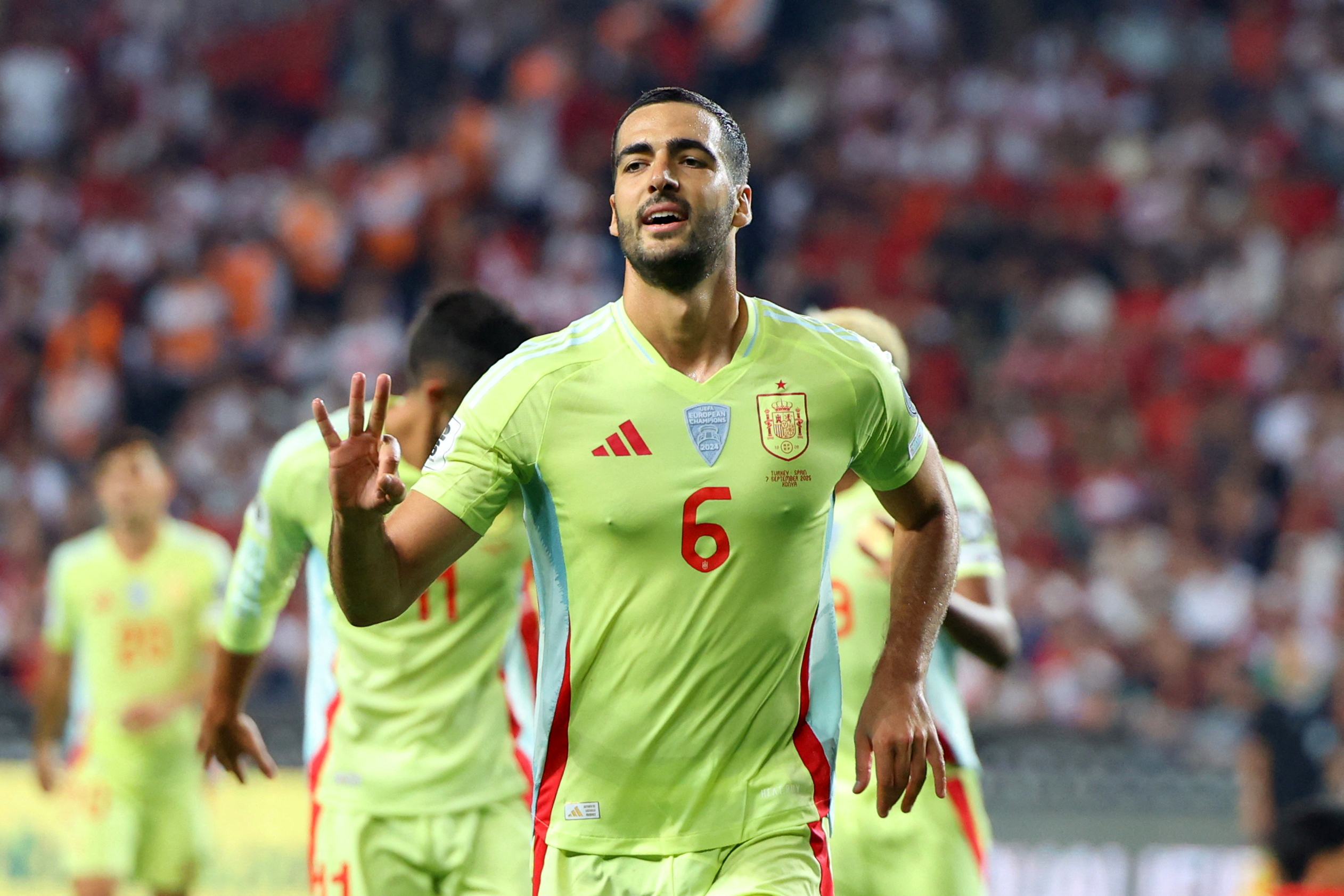 Mikel Merino reacts.
