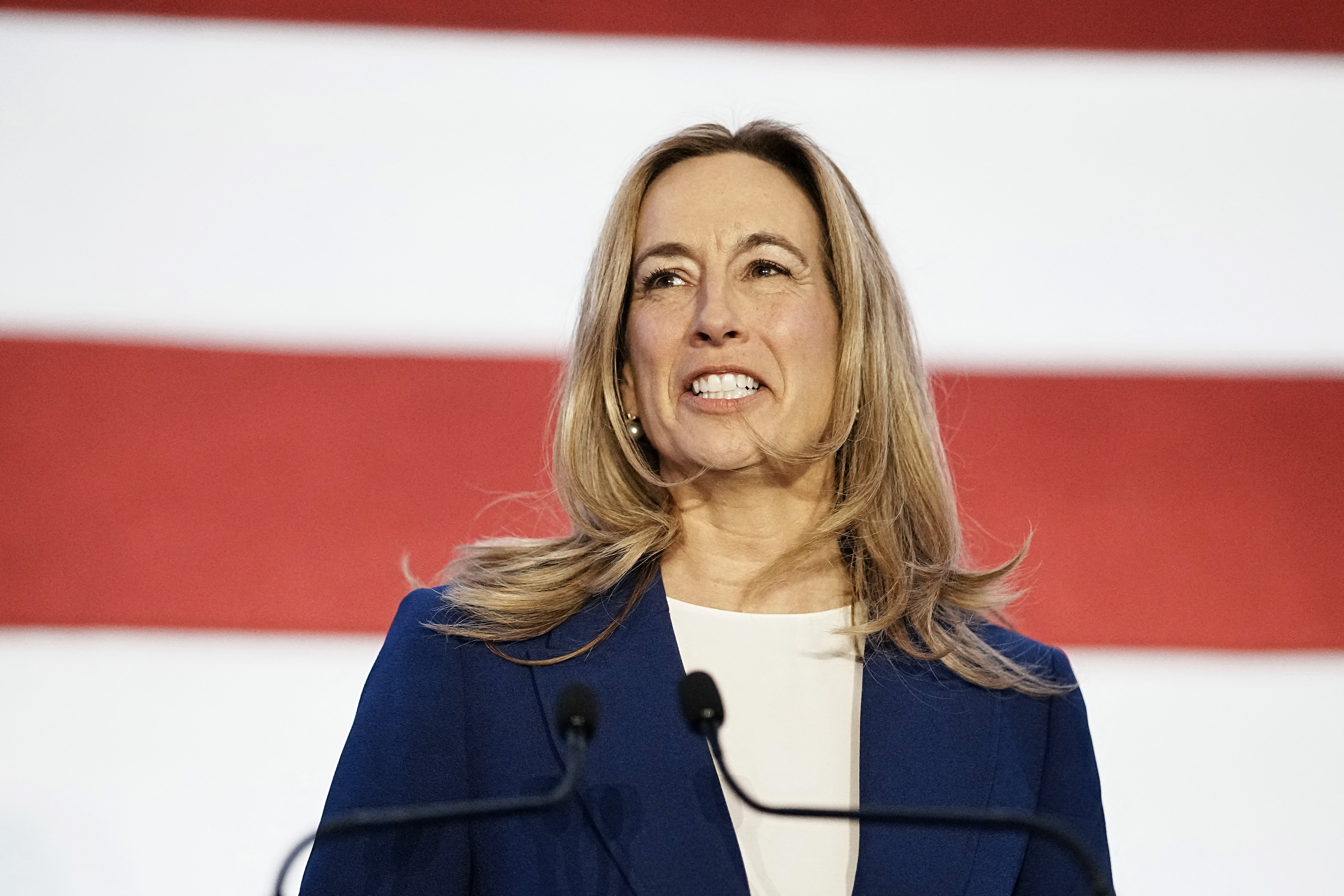 EAST BRUNSWICK, NEW JERSEY - NOVEMBER 04: New Jersey Democratic gubernatorial candidate, Rep. Mikie Sherrill (D-NJ) delivers remarks at her election night watch party at the Hilton East Brunswick Hotel on November 4, 2025 in East Brunswick, New Jersey. Sherrill defeated Republican assembly member Jack Ciattarelli in a tightly contested race for New Jersey governor. Eduardo Munoz Alvarez/Getty Images/AFP (Photo by EDUARDO MUNOZ ALVAREZ / GETTY IMAGES NORTH AMERICA / Getty Images via AFP)