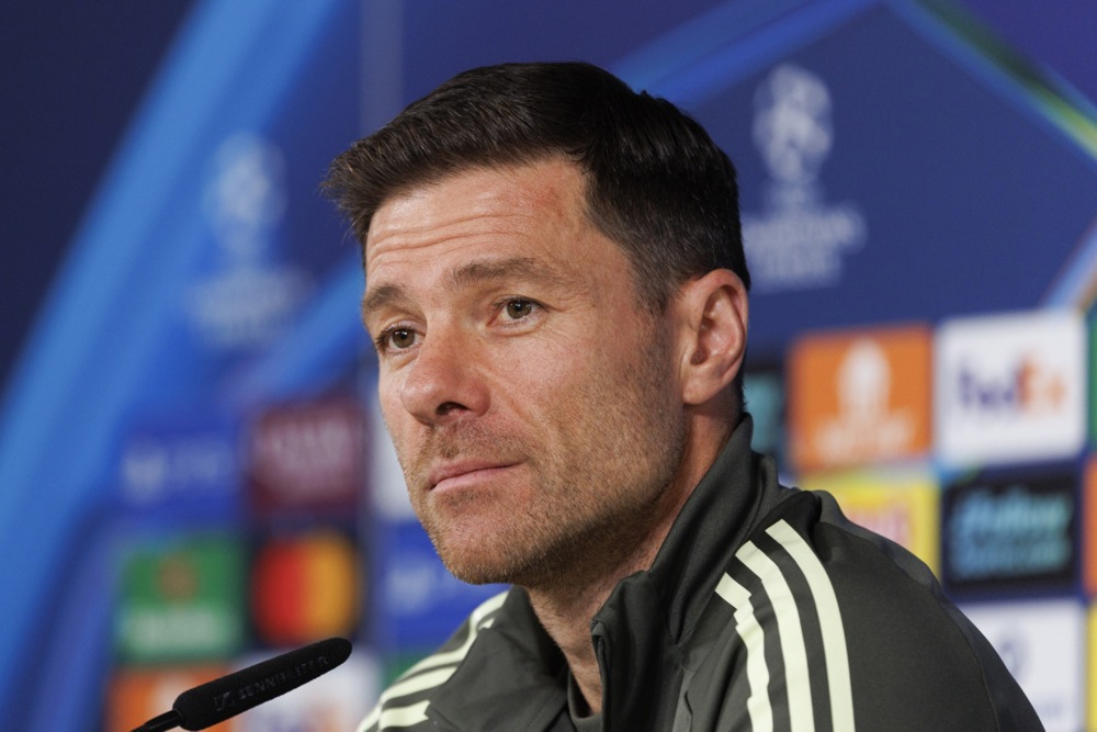 Real Madrid's head coach Xabi Alonso addresses a press conference prior to Manchester City game