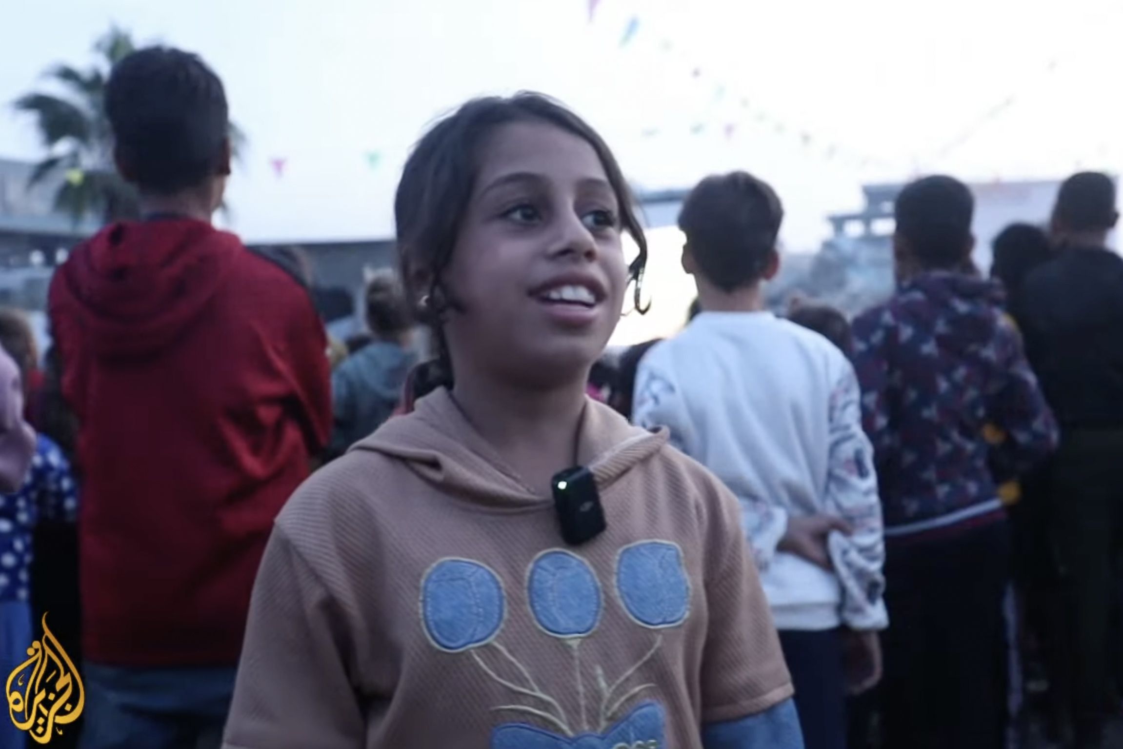 Sara Abu Sharbi speaks about the movie screening in Gaza City