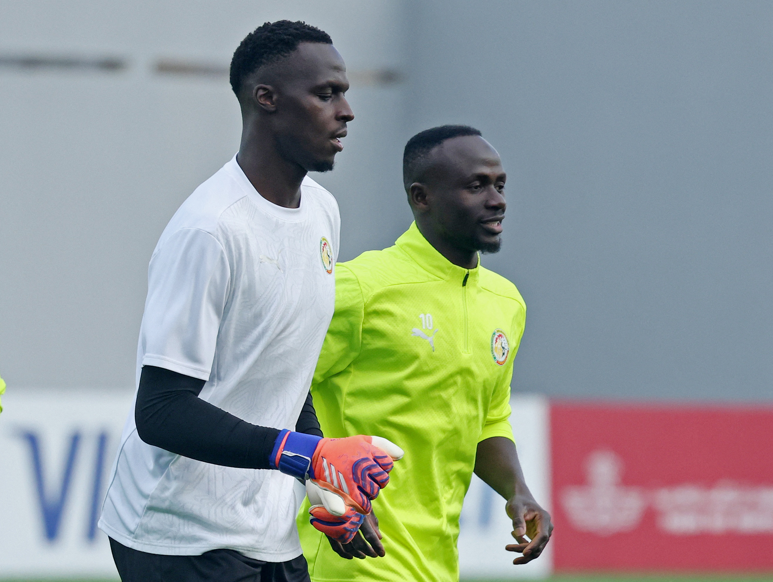 Edouard Mendy and Sadio Mane in action.