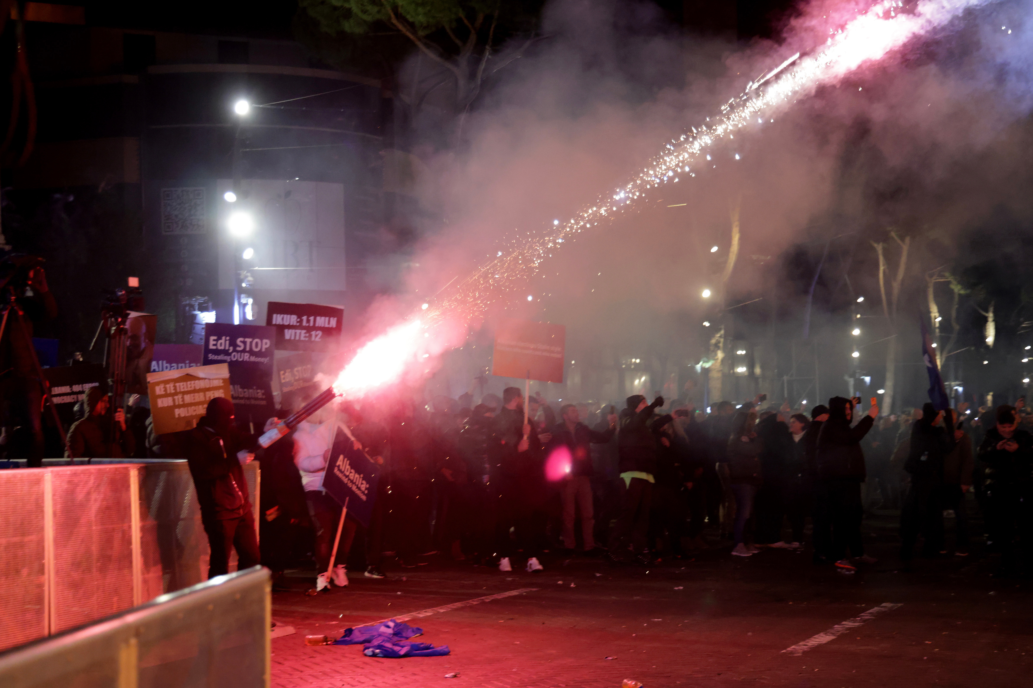 Clashes erupt at anti-government protest in Tirana
